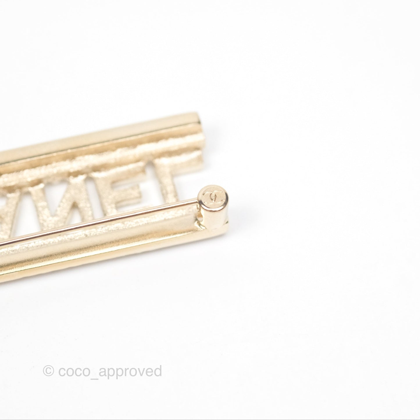 Chanel Logo Crystal Brooch Gold Tone 23A