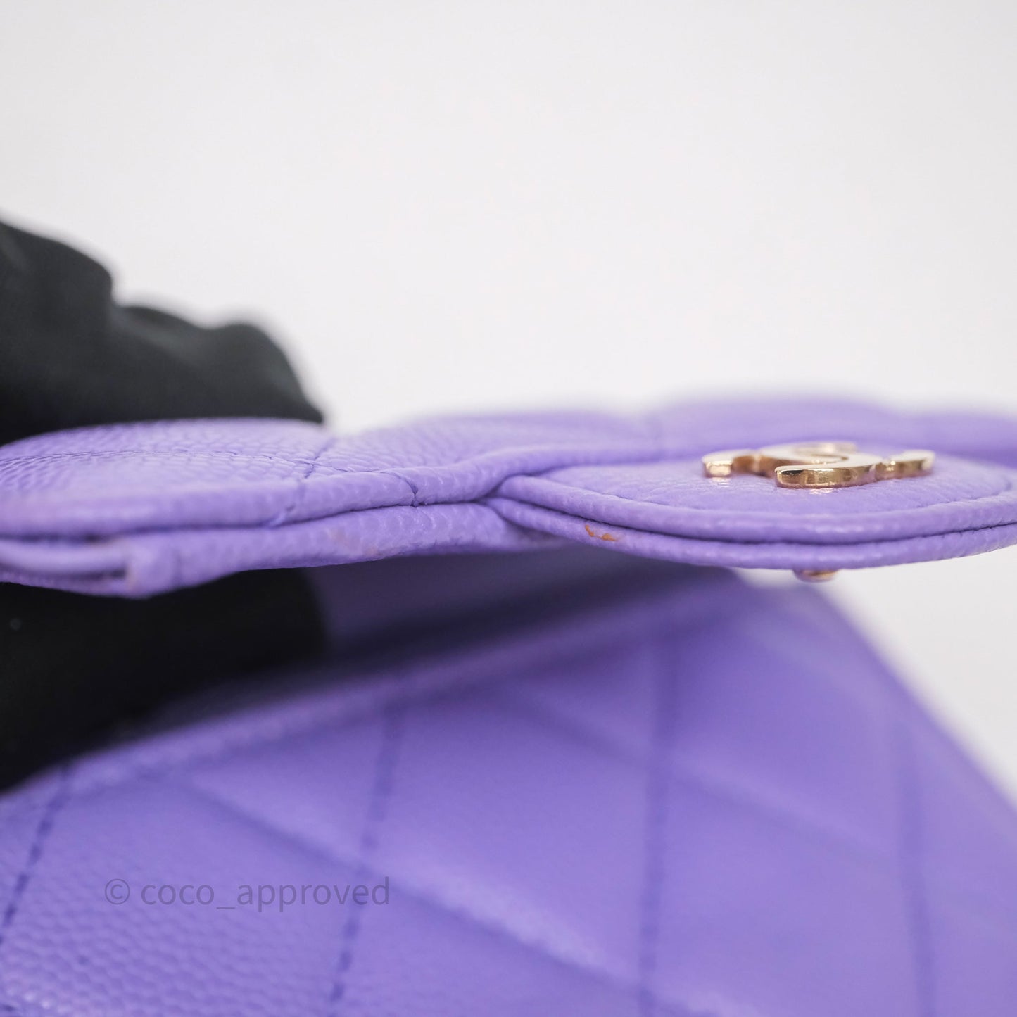 Chanel Classic Short Flap Wallet Purple Caviar Gold Hardware