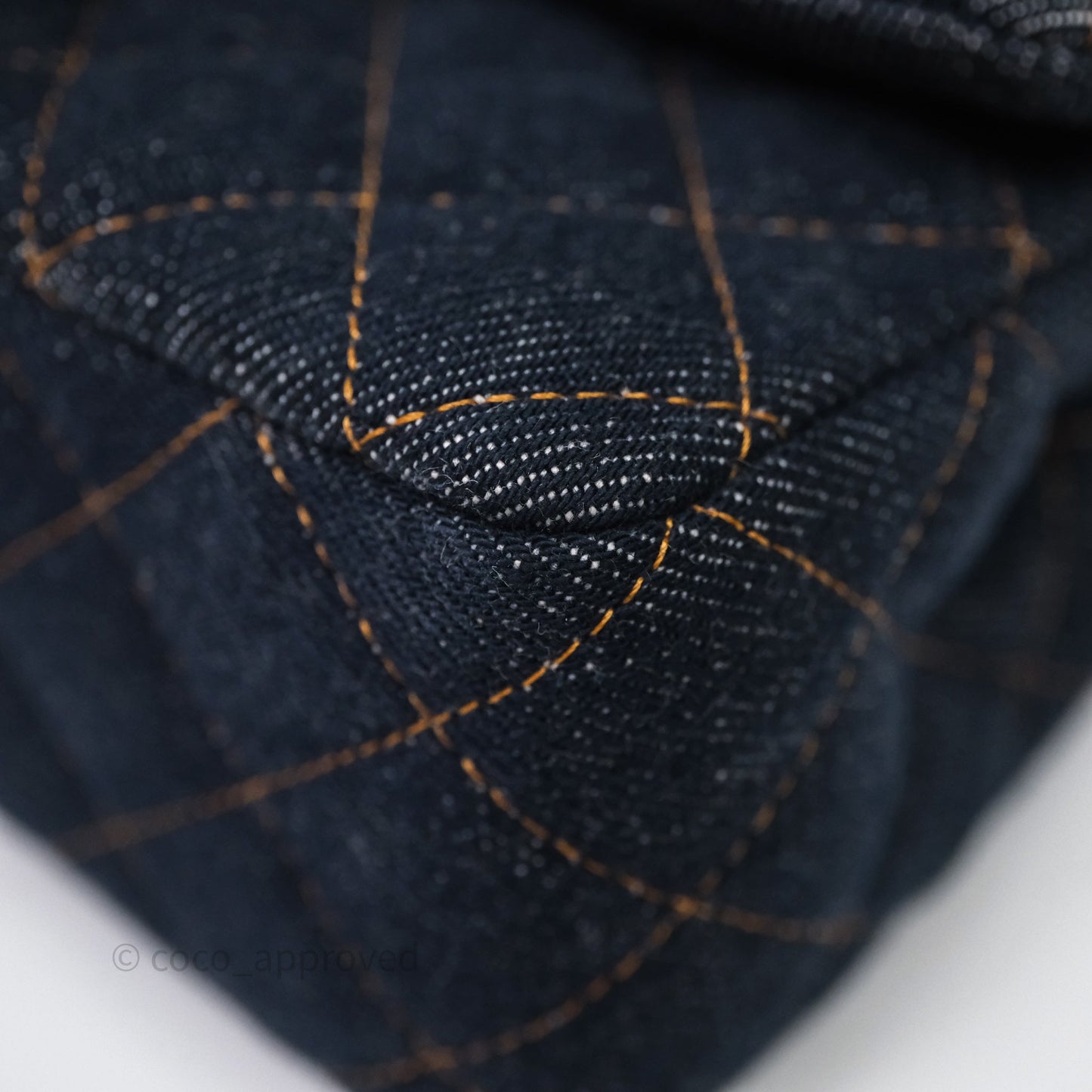 Chanel Mini Rectangular Quilted Dark Blue Denim Aged Gold Hardware