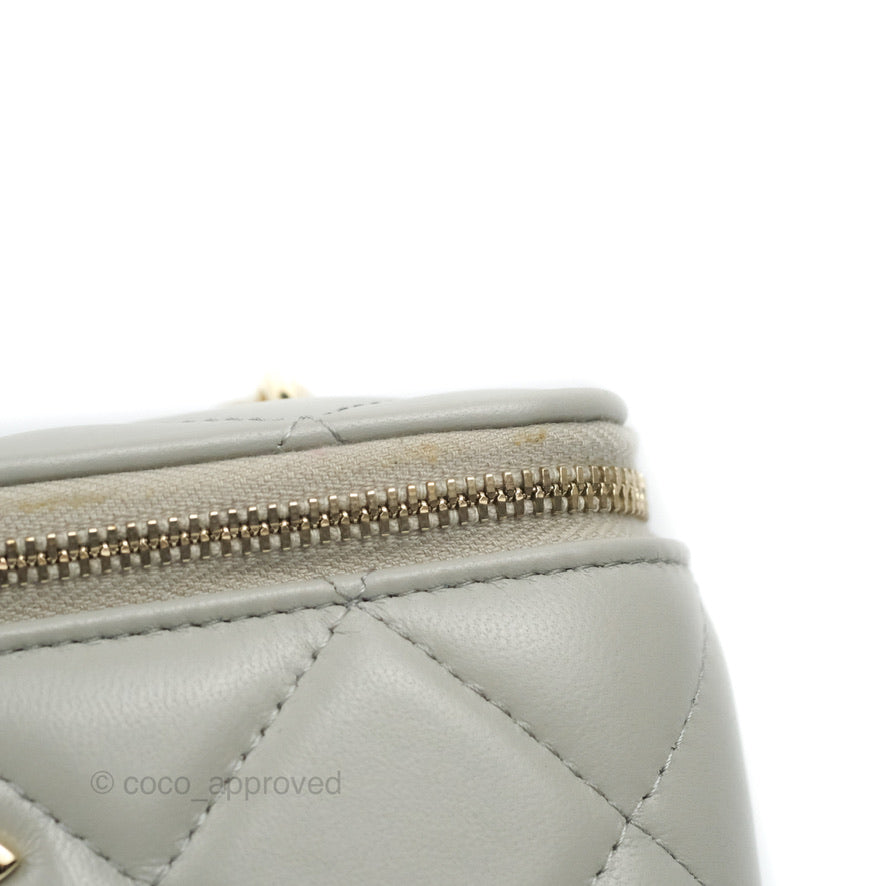 Chanel Vanity with Resin Chain Grey Lambskin Gold Hardware