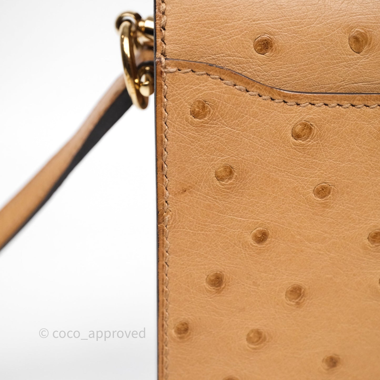 Hermès Roulis Mini 18 Chai 0M Ostich Gold Hardware