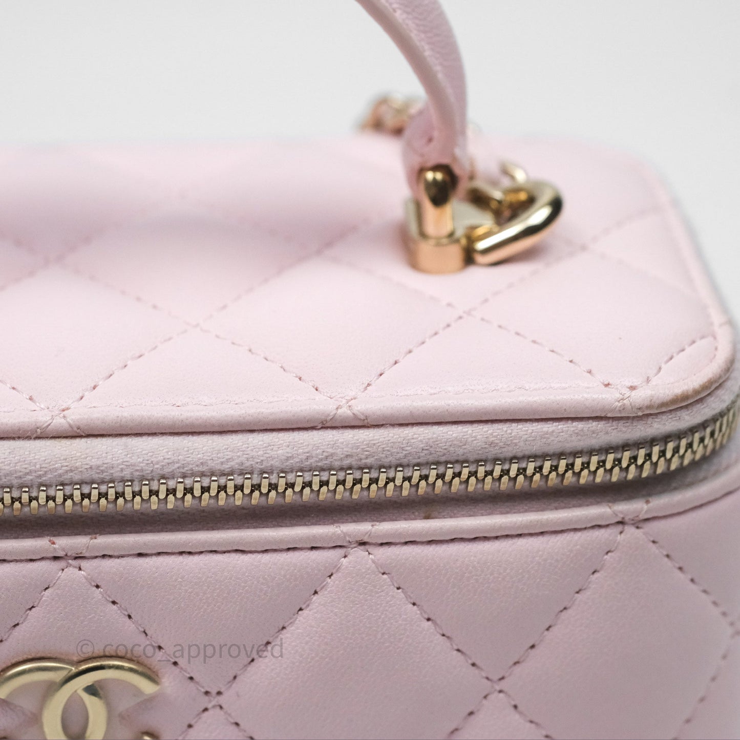Chanel Vanity Rectangular Top Handle Light Pink Lambskin Gold Hardware