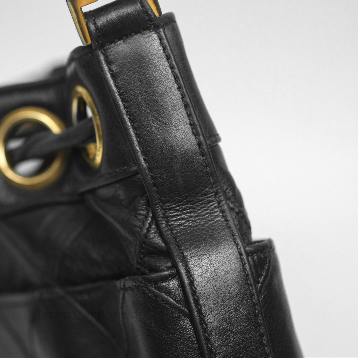 Chanel Vintage Mini CC Bucket Bag Black Lambskin Gold Hardware