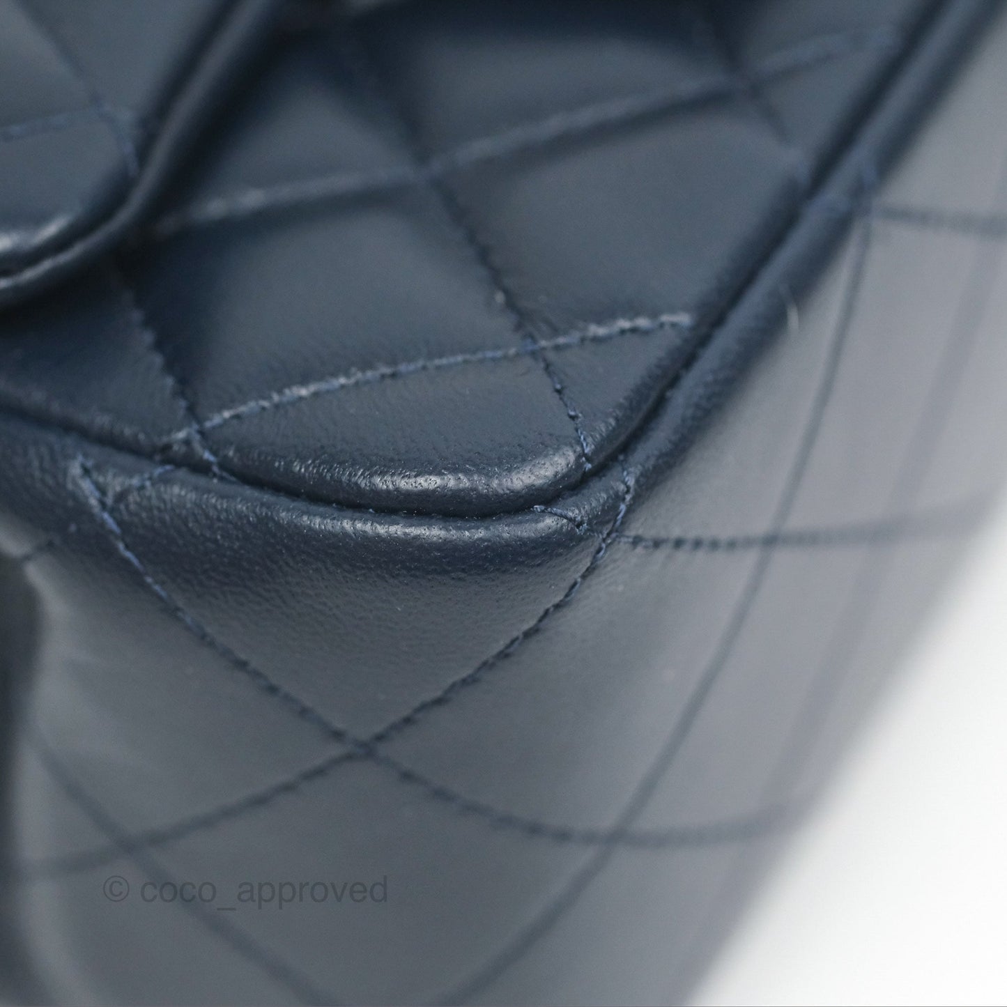 Chanel Mini Square Quilted Navy Lambskin Gold Hardware