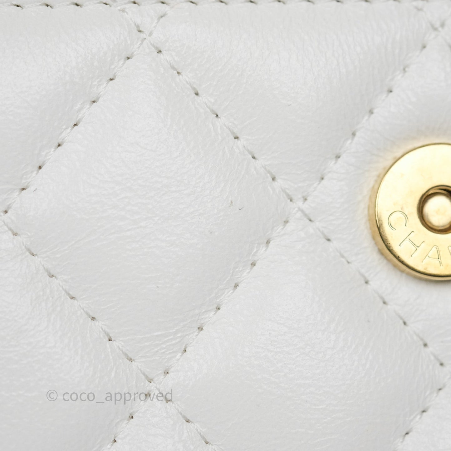 Chanel Dynasty Phone Holder with Chain White Ivory Lambskin Aged Gold Hardware