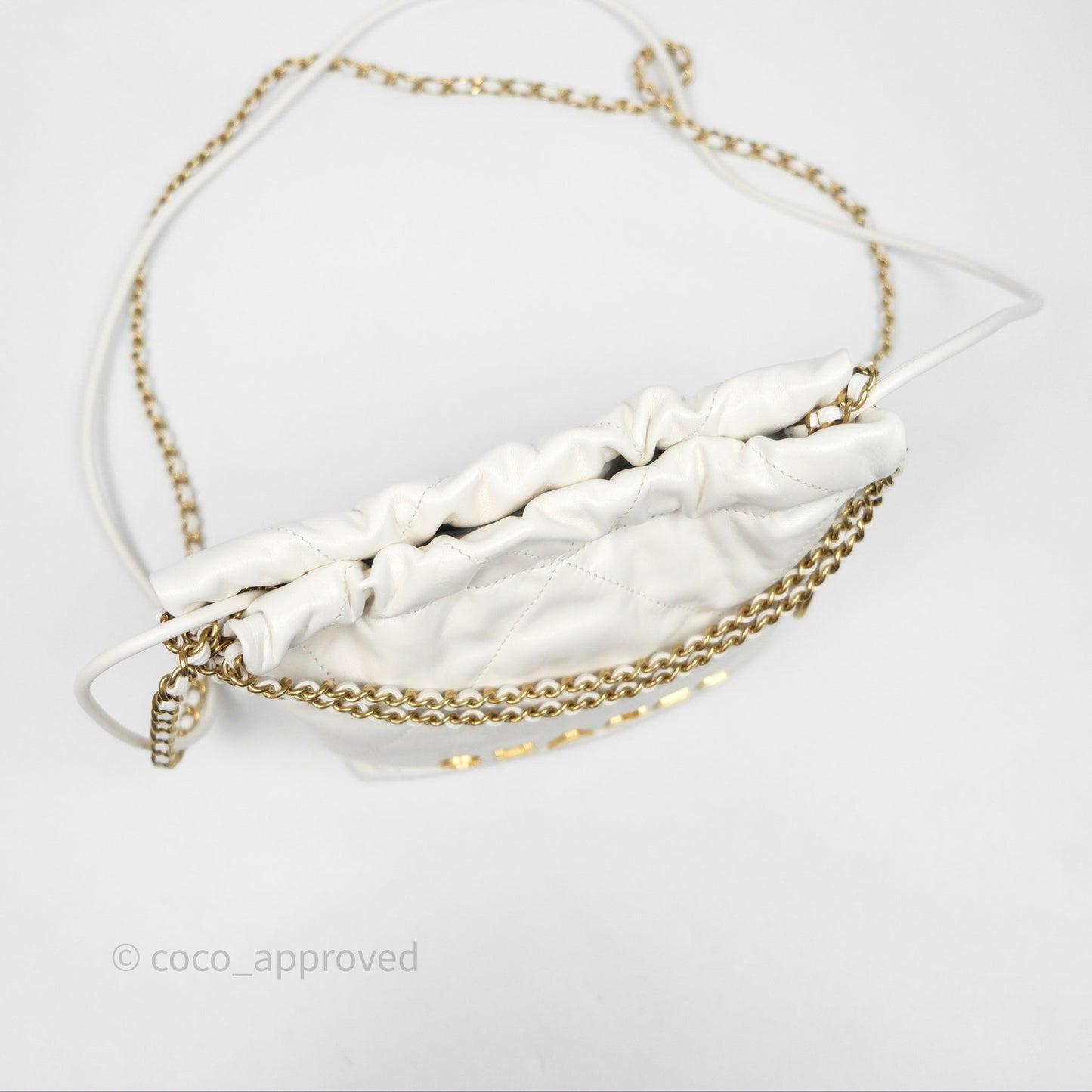 Chanel 22 Mini Bag White Shiny Crumpled Calfskin