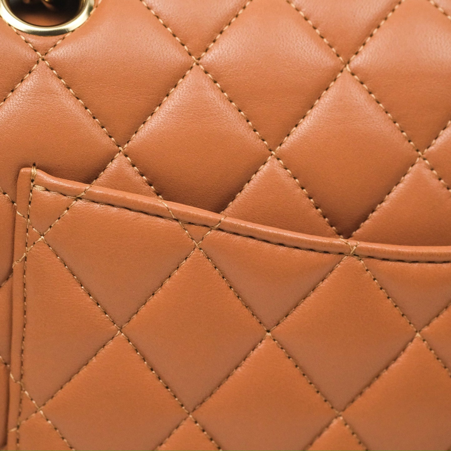 Chanel Small Quilted Classic Flap Dark Caramel Beige Lambskin Gold Hardware