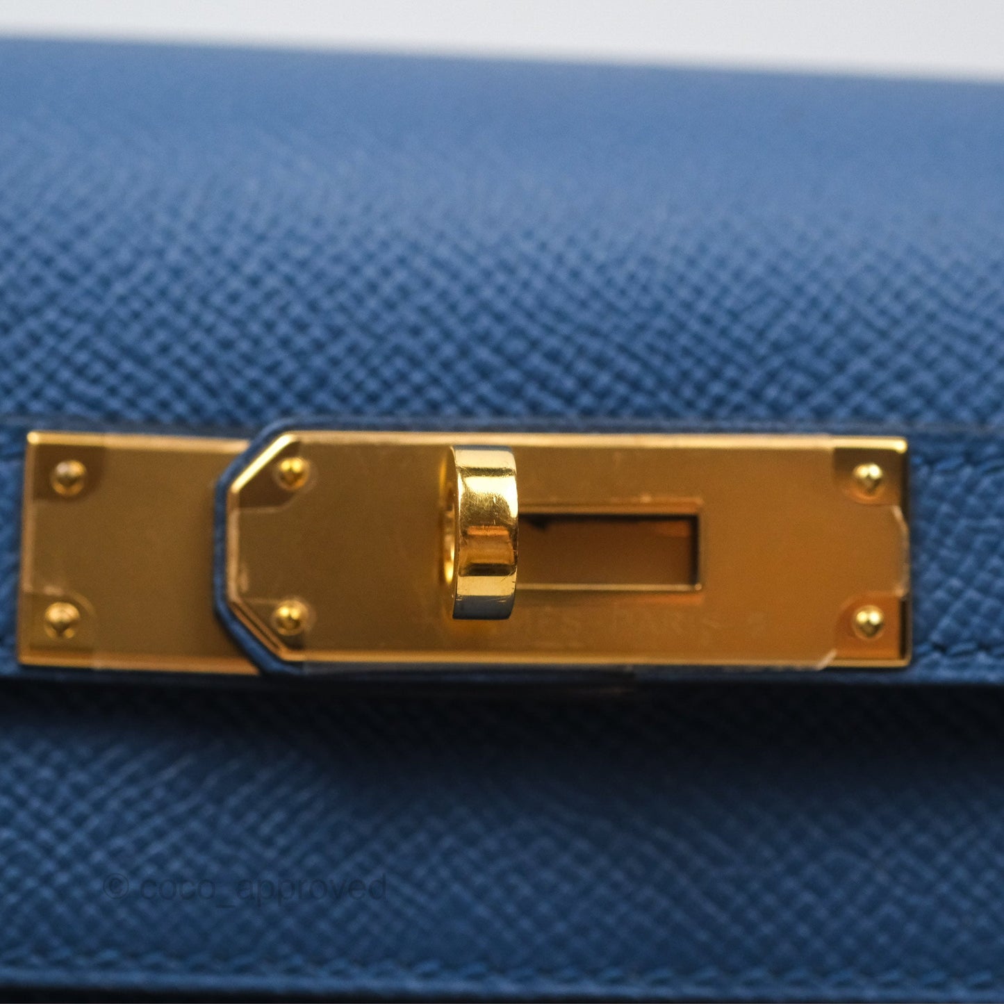 Hermès Sellier Kelly 28 Blue Epsom Gold Hardware