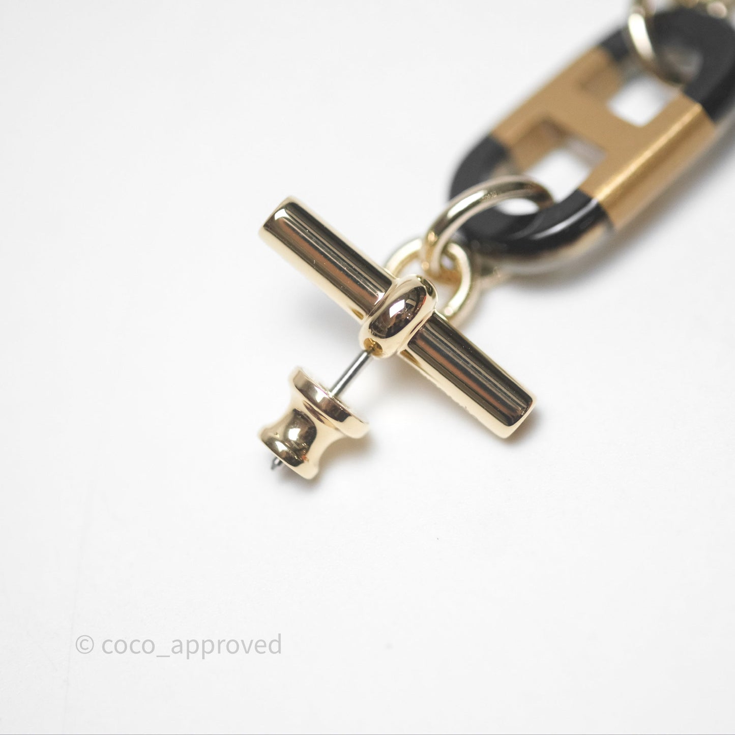 Hermès Sur Mer Earrings Small Model Black/ Gold Tone