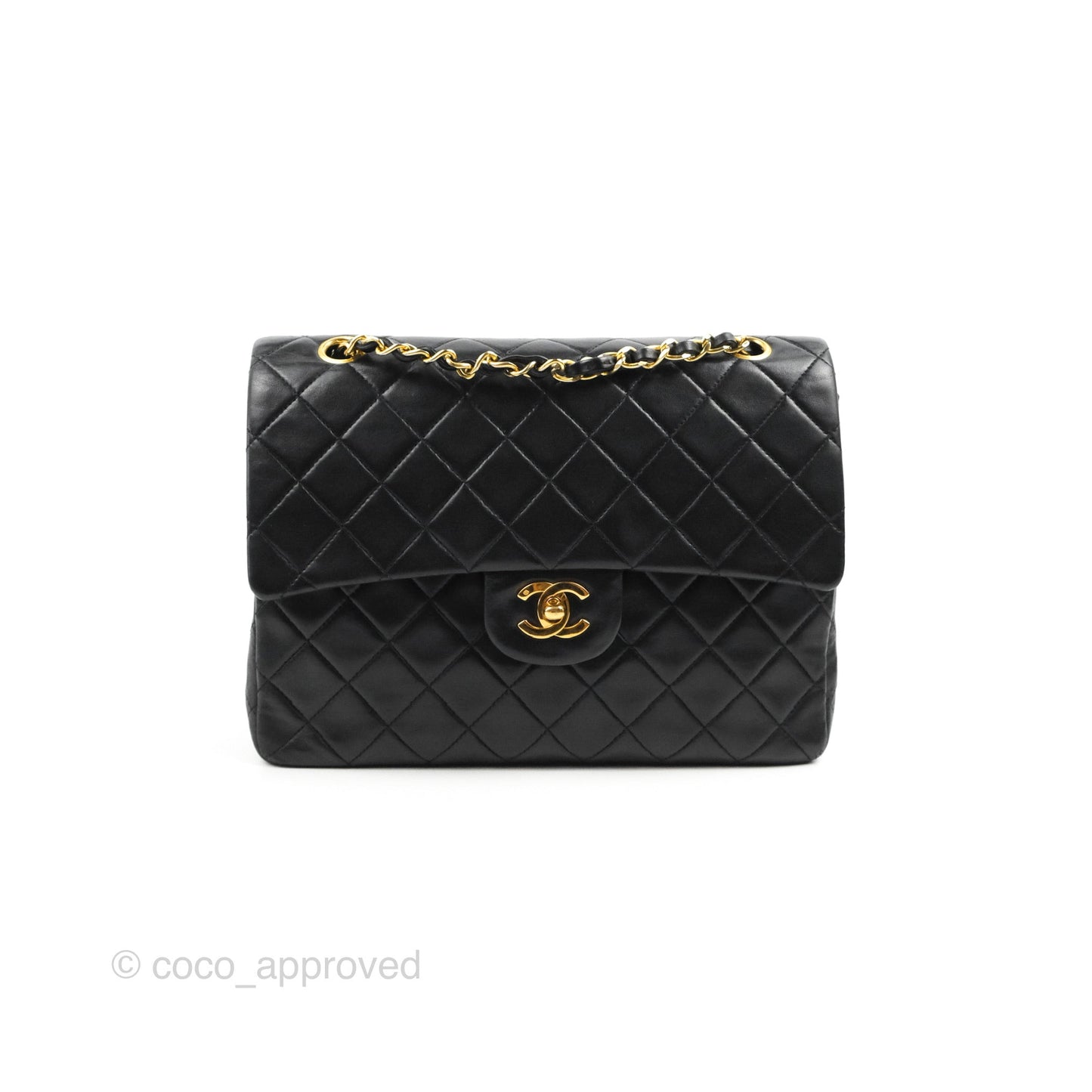 Chanel Vintage Medium Double Flap Black Lambskin 24K Gold Hardware