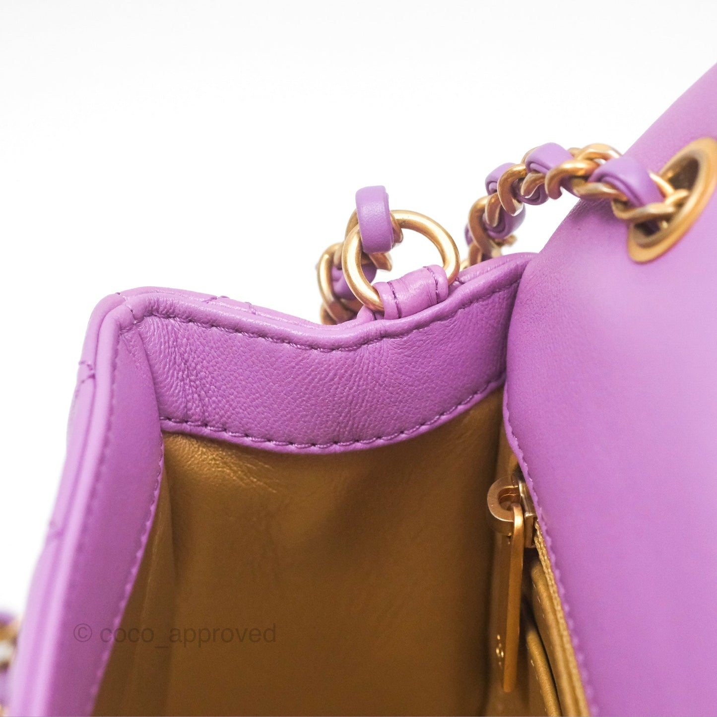 Chanel Mini Rectangular Pearl Crush Quilted Purple Lambskin Aged Gold Hardware
