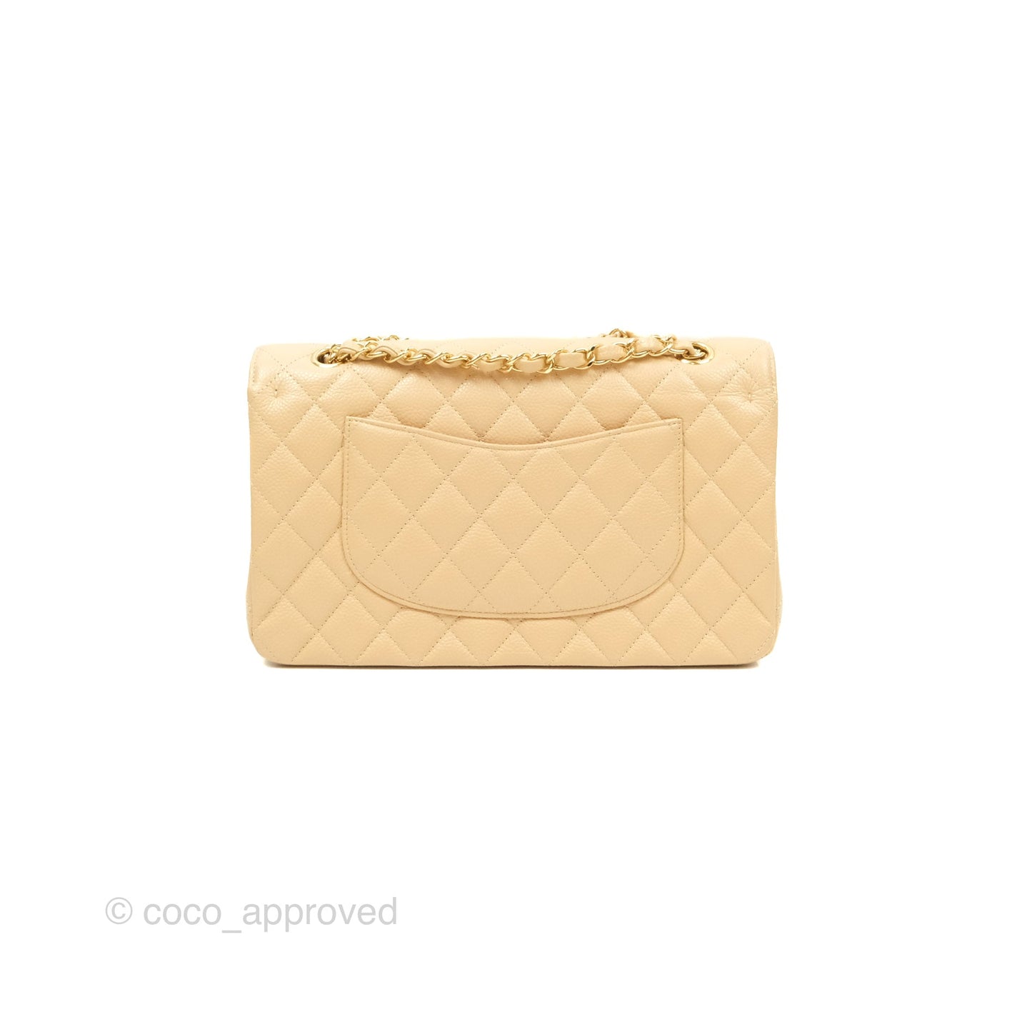 Chanel Classic M/L Medium Flap Quilted Beige Caviar Gold Hardware