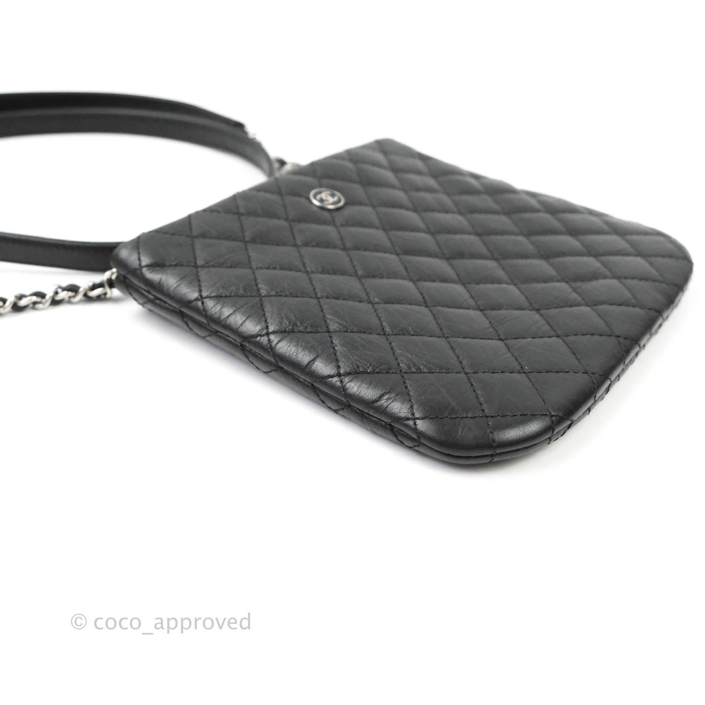 Chanel Quilted Black Crossbody Bag Silver Hardware