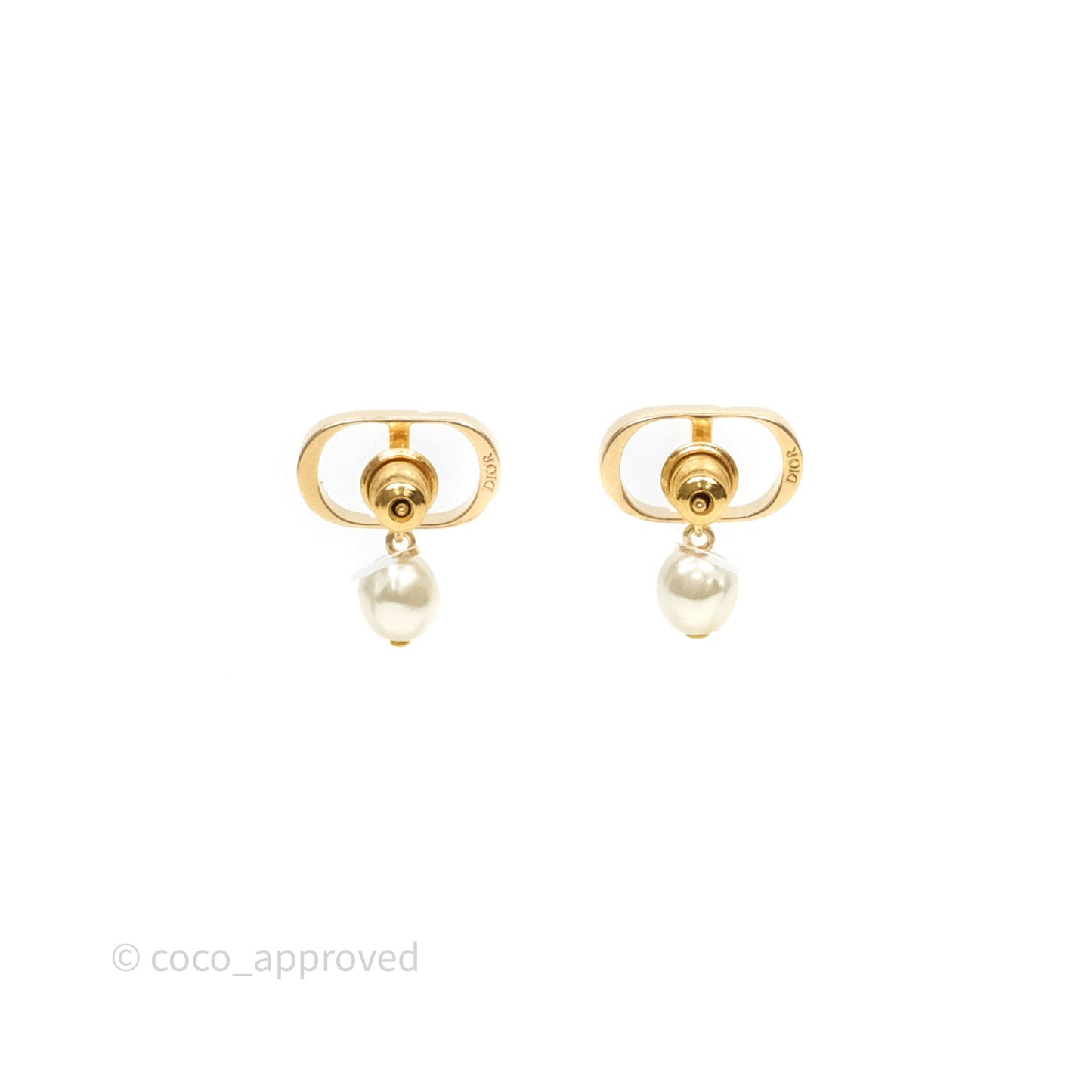 Christian Dior Petit CD Pearl Earrings Gold Tone