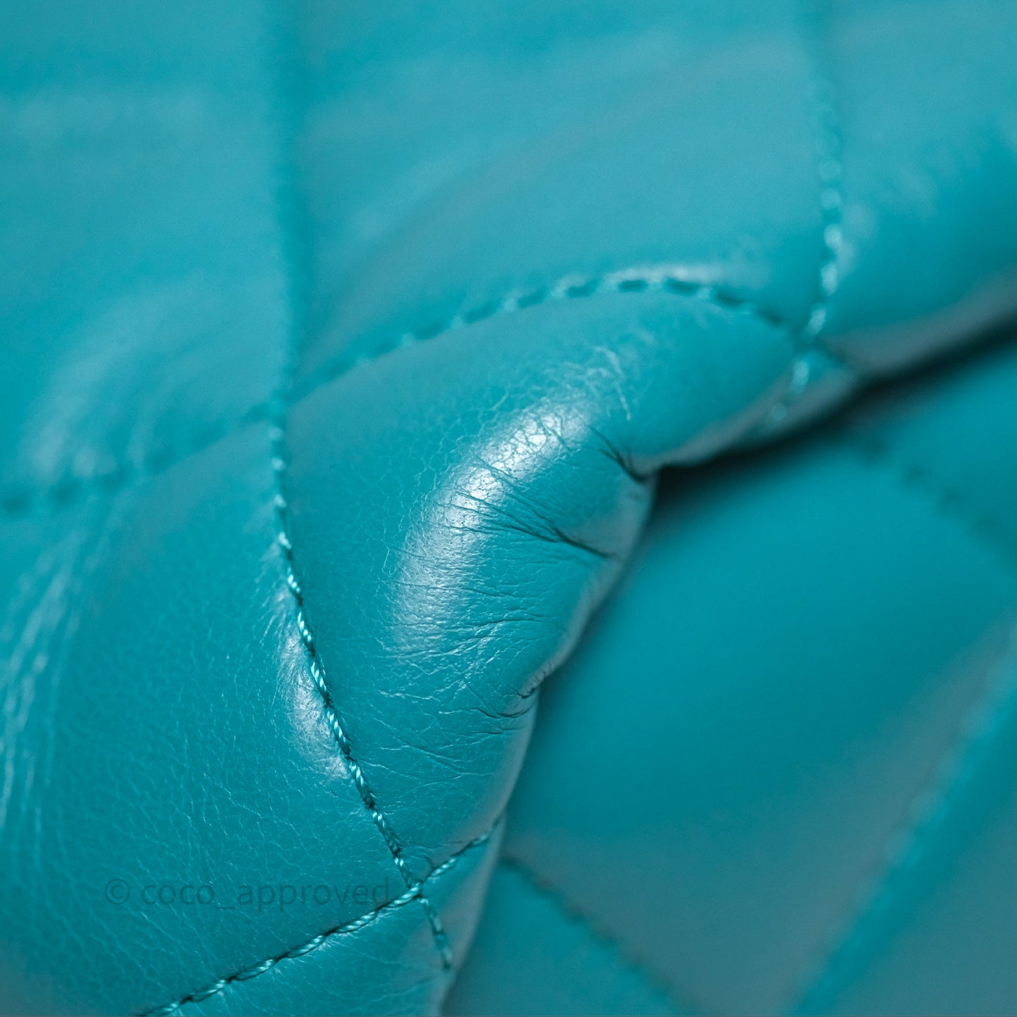 Chanel Pearl CC Drawstring Bucket Bag Teal Green Lambskin Gold Hardware