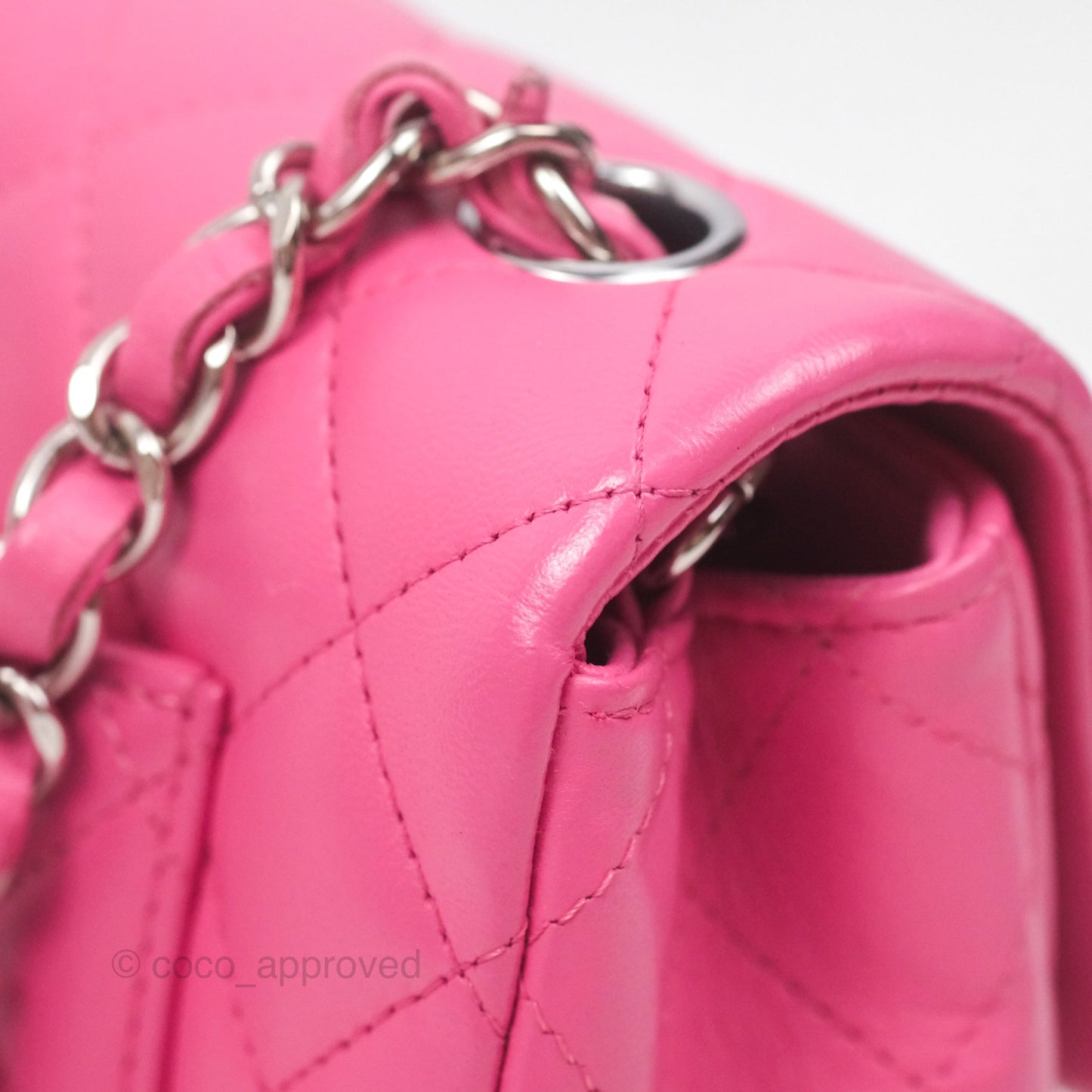 Chanel Quilted Mini Rectangular Flap Pink Lambskin Silver Hardware