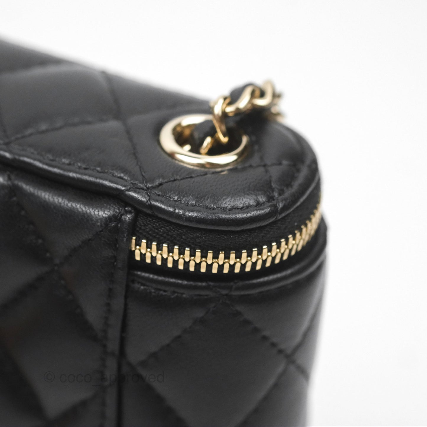 Chanel Classic Mini Vanity With Chain Black Lambskin Gold Hardware