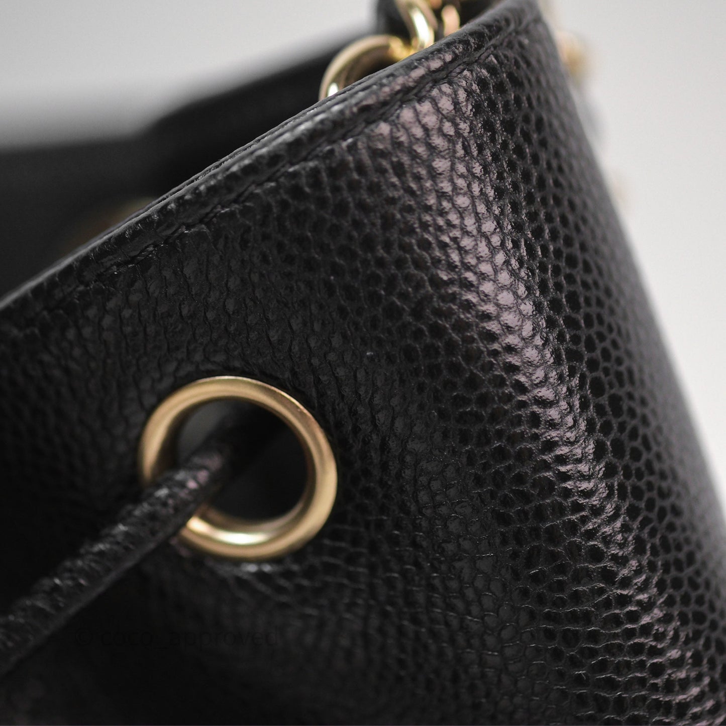 Chanel Business Affinity Drawstring Bucket Bag Black Caviar Gold Hardware
