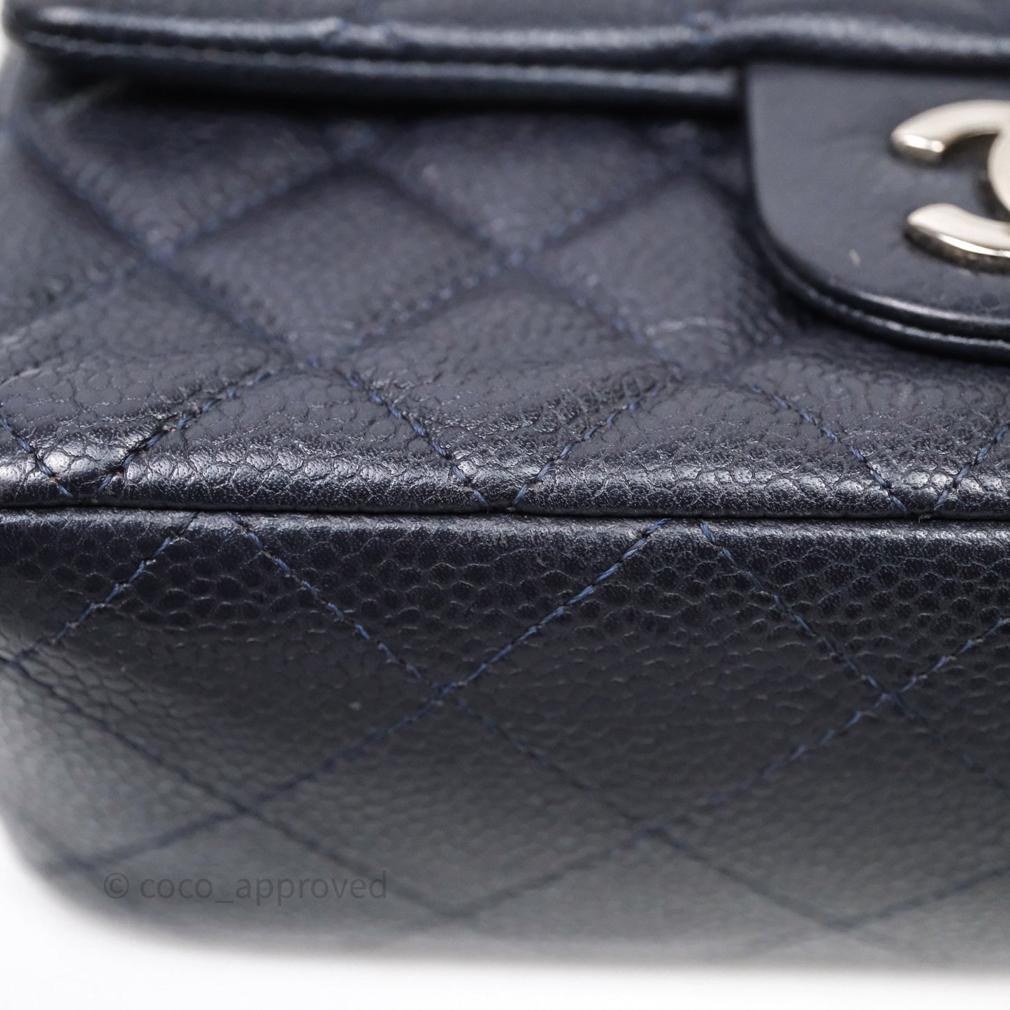 Chanel Mini Rectangular Quilted Dark Navy Caviar Silver Hardware