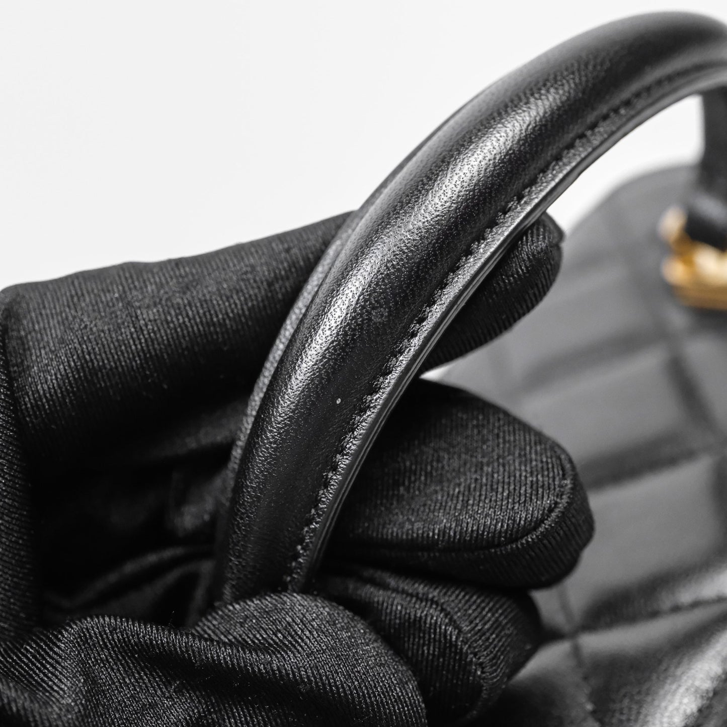 Chanel Vanity Rectangular Top Handle Black Lambskin Gold Hardware