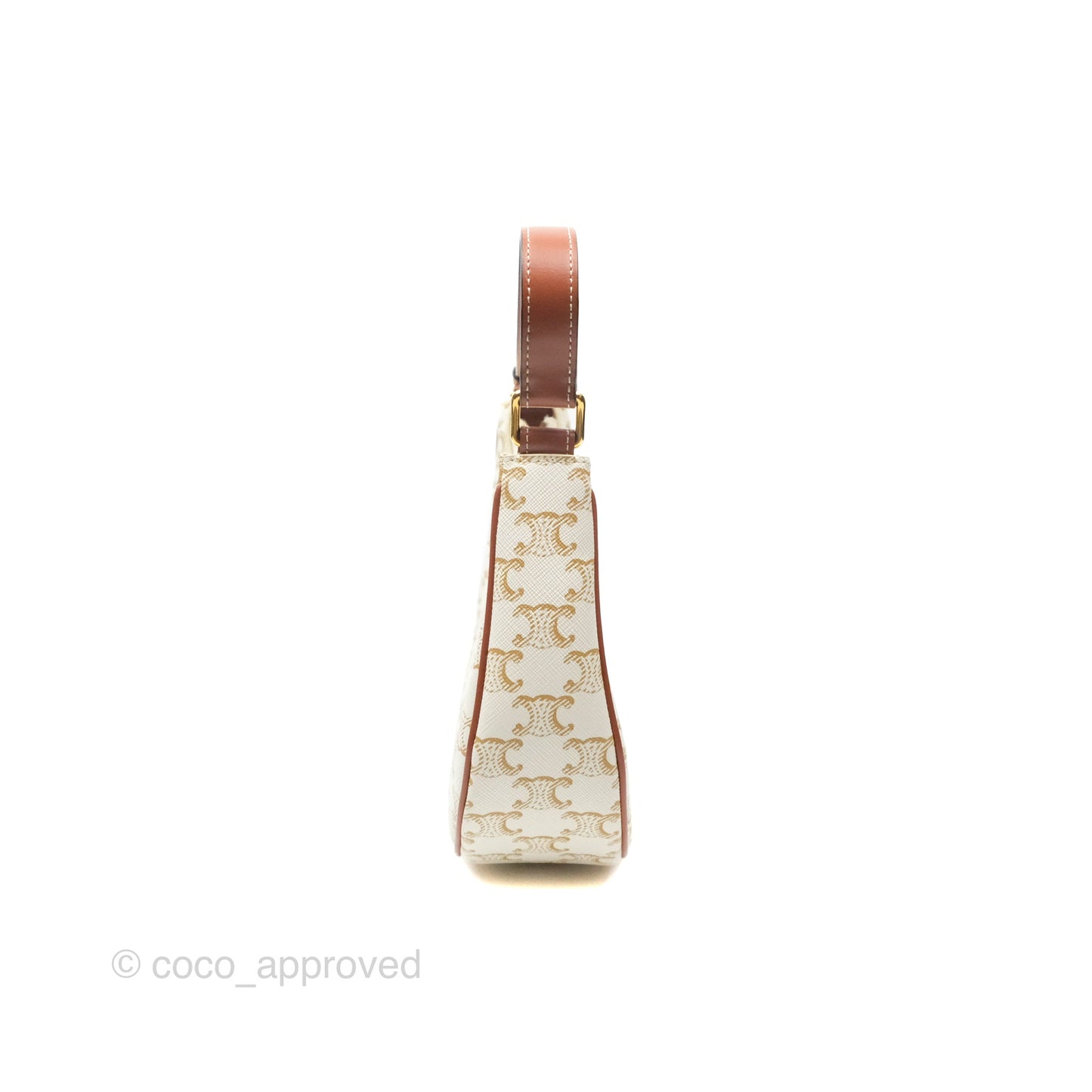 Celine Ava Bag In Triomphe Canvas Calfskin White