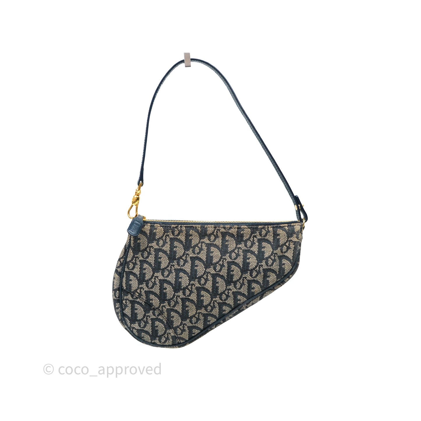 Christian Dior Vintage Mini Saddle Bag Blue Oblique Jacquard
