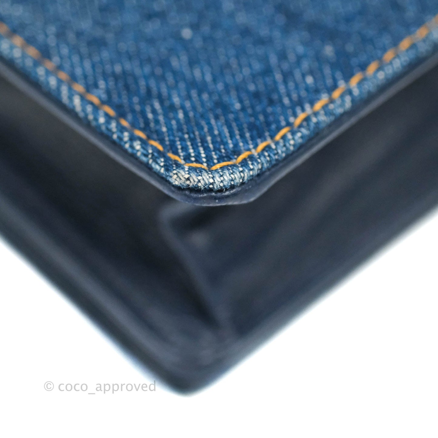 Chanel Vintage Denim Wallet On Chain WOC Gold Hardware