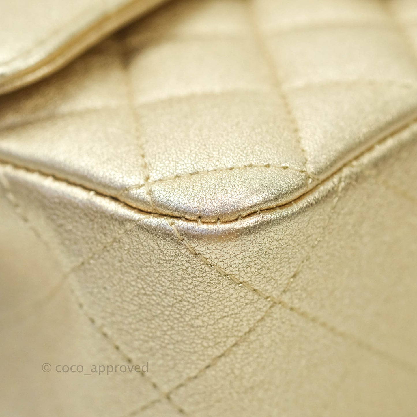Chanel Classic Quilted Mini Rectangular Flap Iridescent Gold Lambskin Gold Hardware