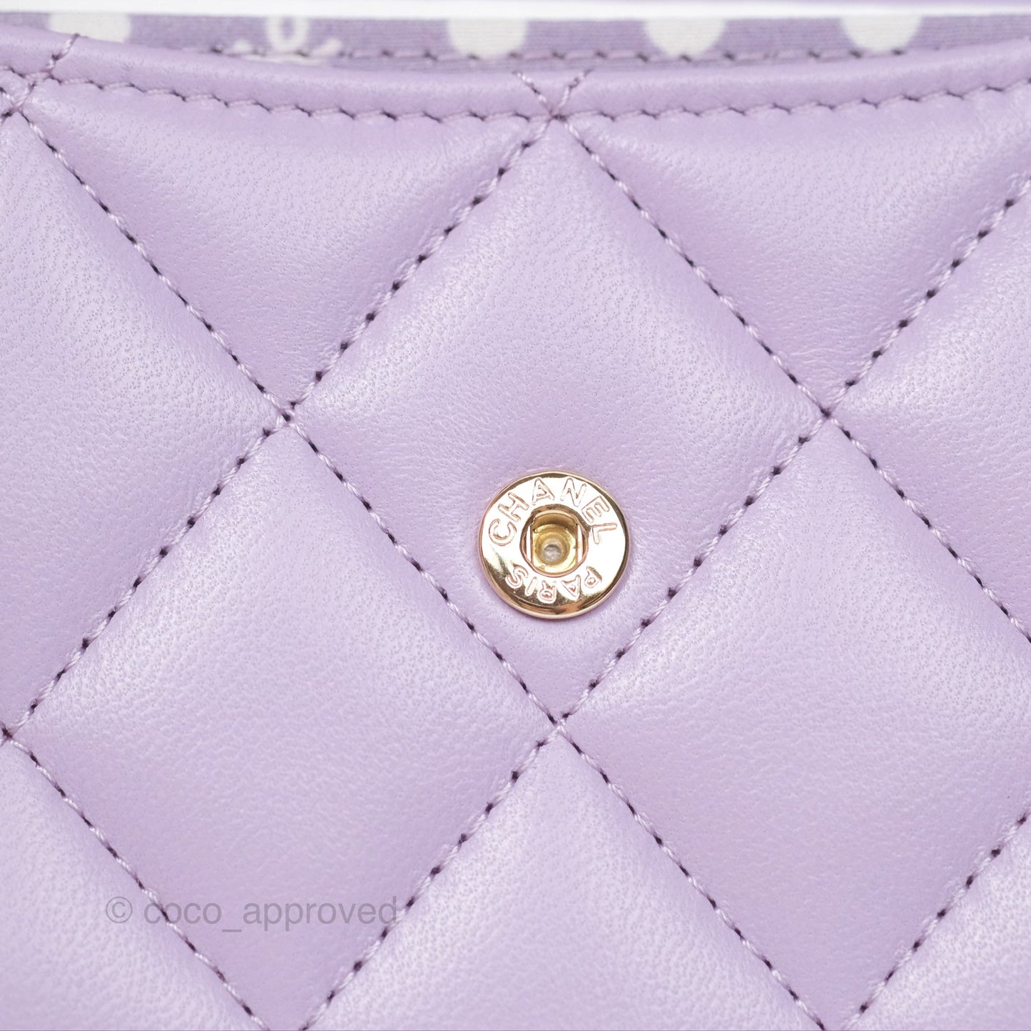 Chanel Flap Coin Purse Pearl CC Lilac Lambskin Gold Hardware