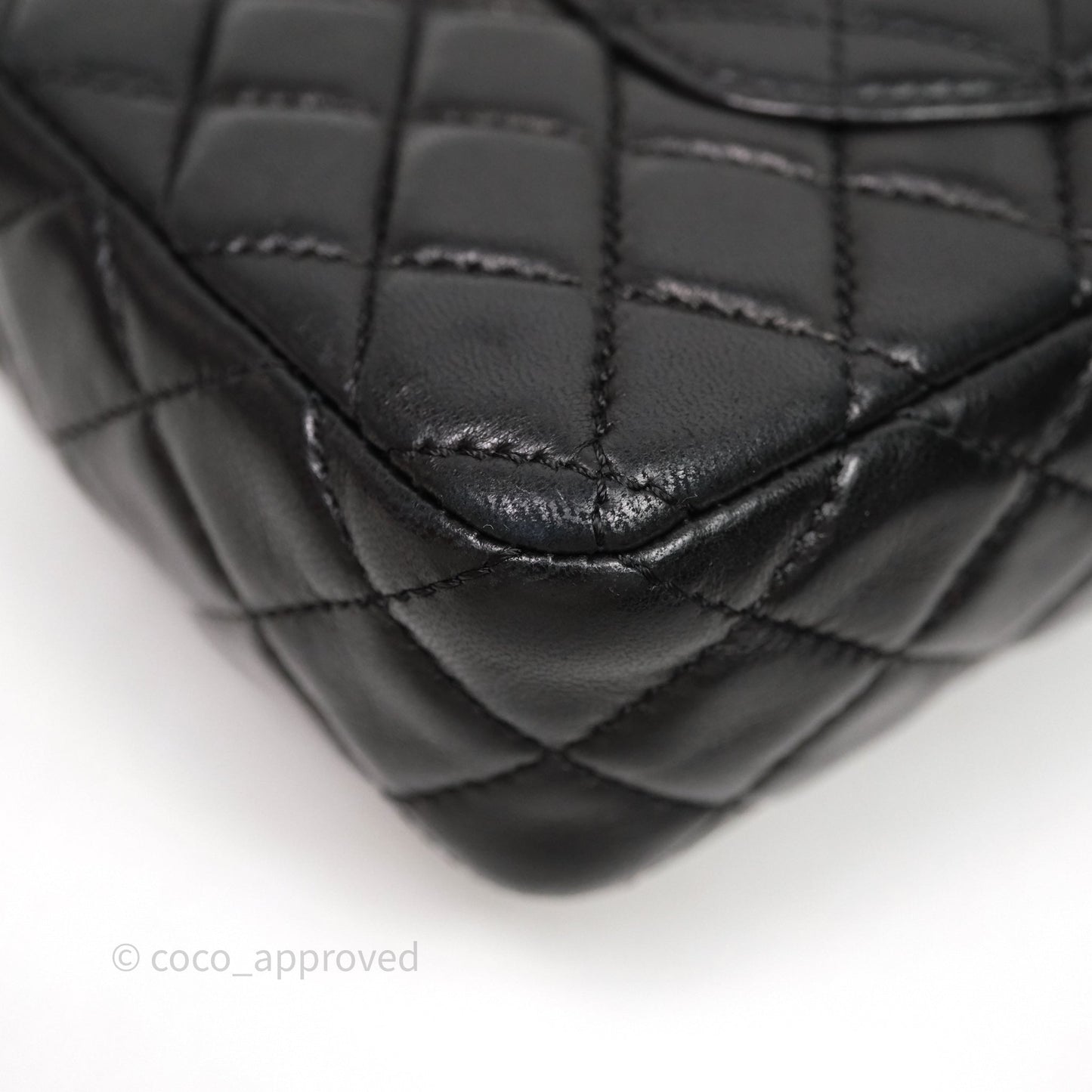 Chanel Quilted East West With Charm Flap Bag Lambskin Black Gold Hardware