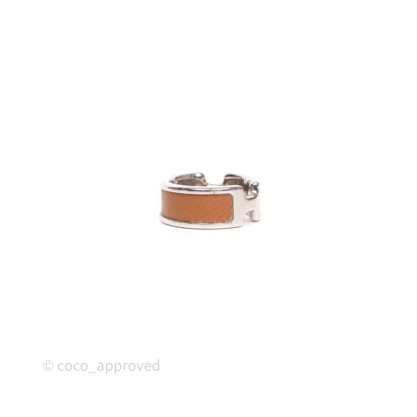 Hermès Olympe Ring Medium Model Gold 37 Epsom Silver Hardware