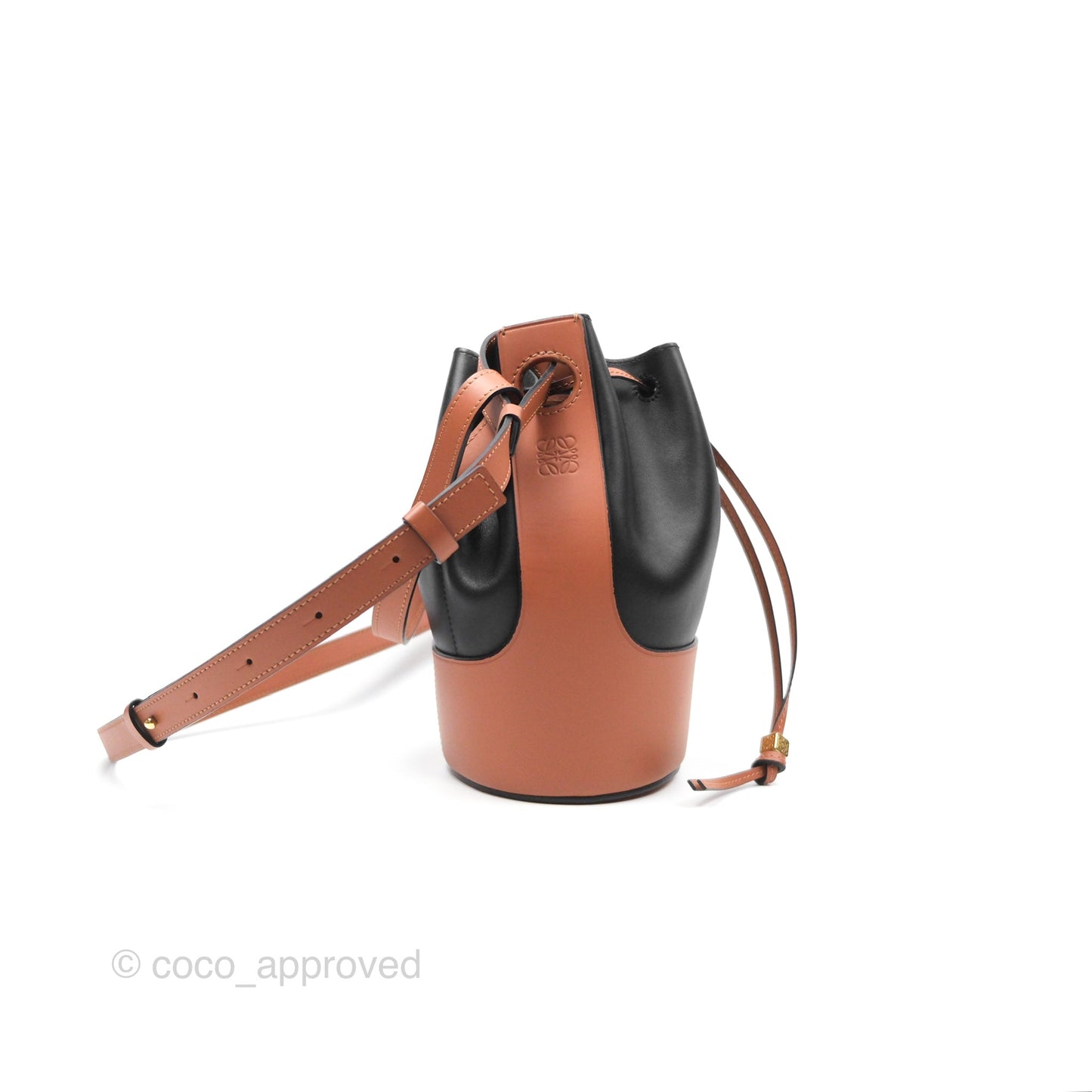 Loewe Small Balloon Bucket Bag Black Tan Calfskin
