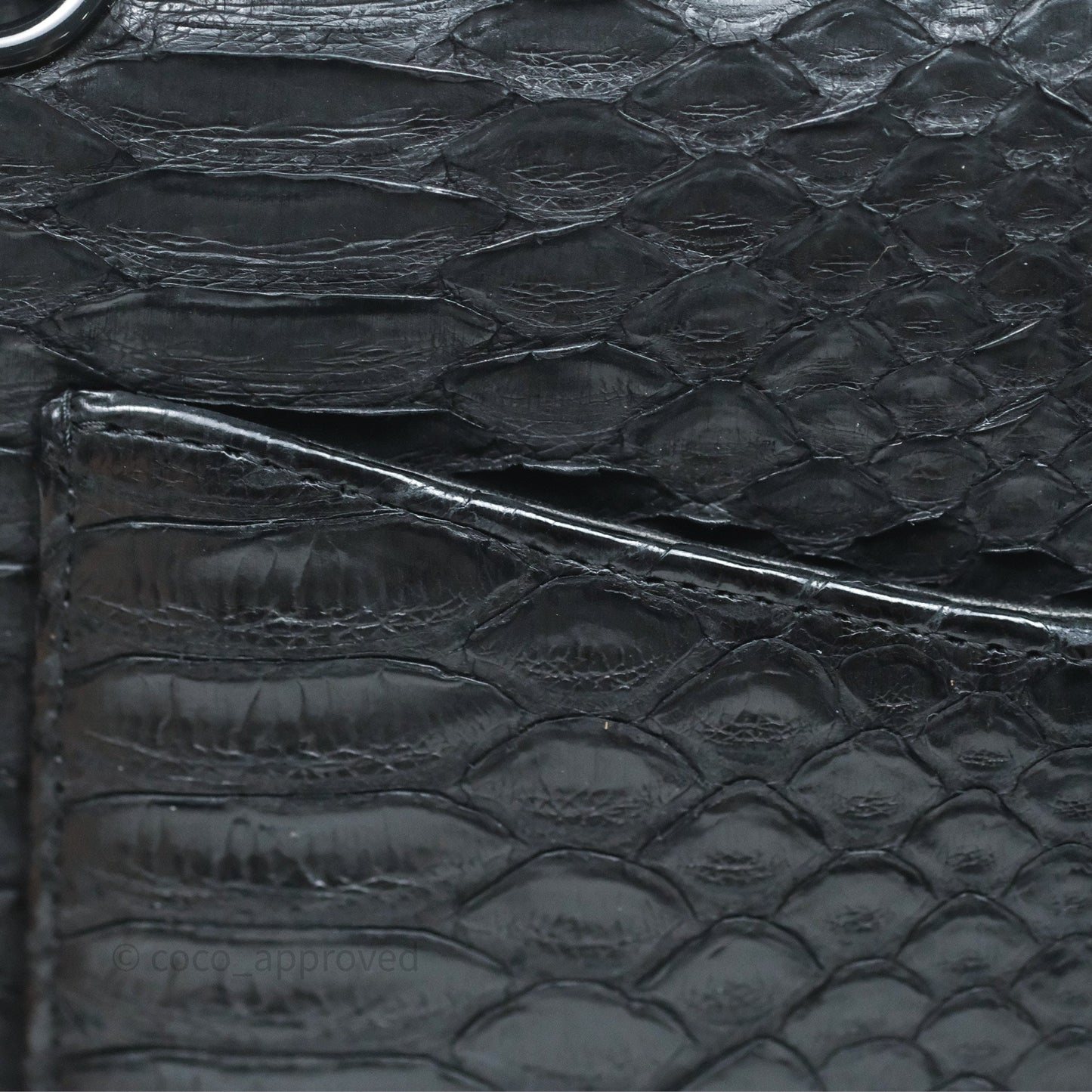 Chanel Classic M/L Medium Flap So Black Python Black Hardware