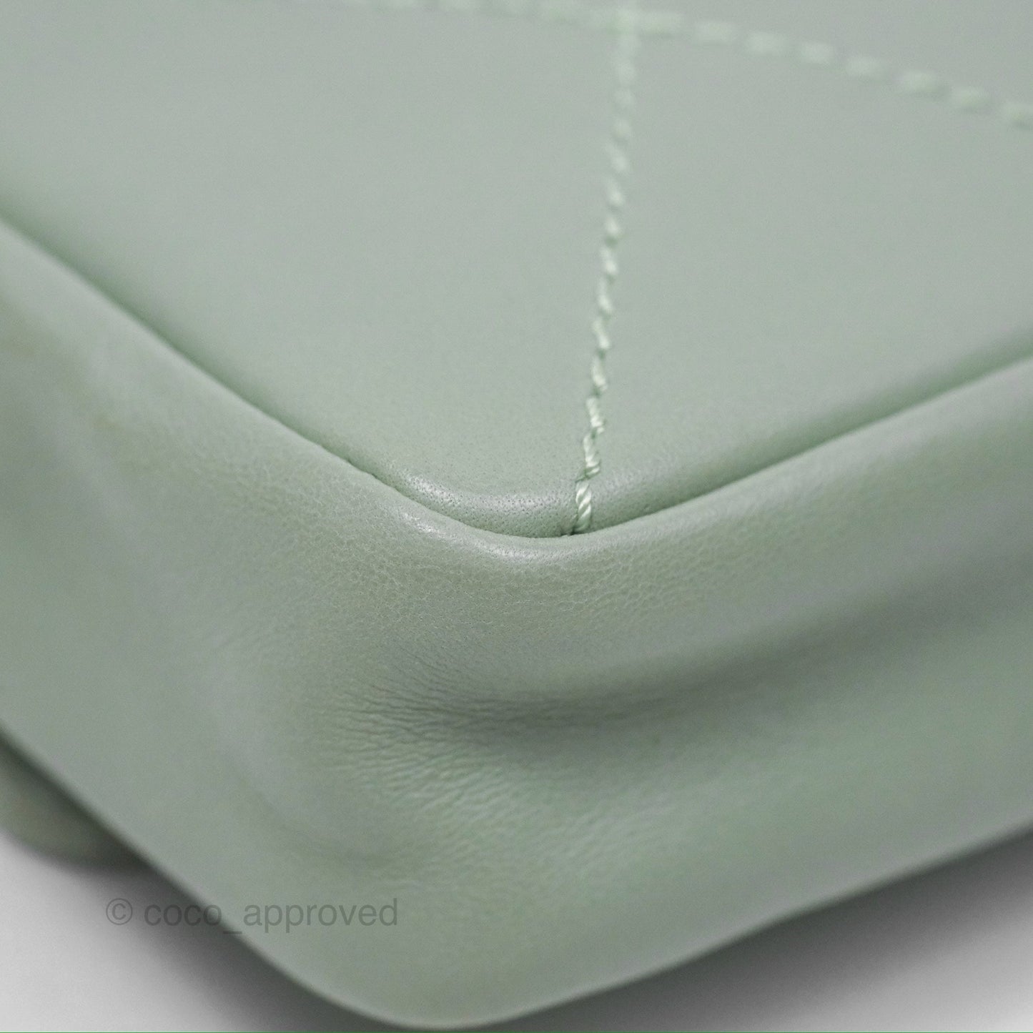 Chanel CC East West Flap Bag Lambskin Mint Green Silver Hardware