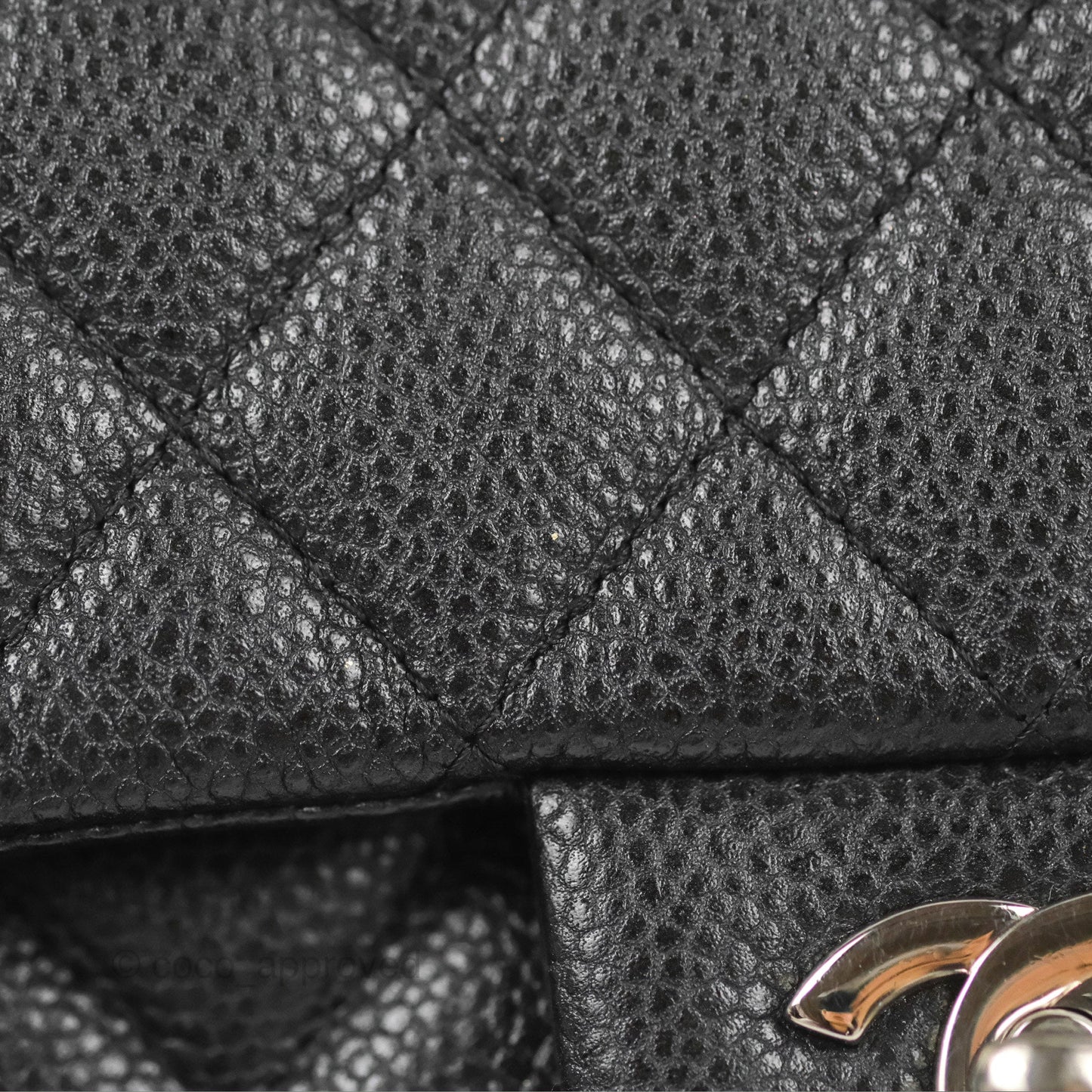 Chanel Quilted Mini Rectangular Flap Black Caviar Silver Hardware