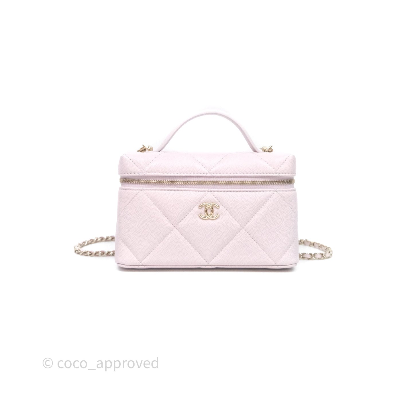 Chanel Top Handle Long Vanity with Chain Light Lilac Pink Caviar Gold Hardware