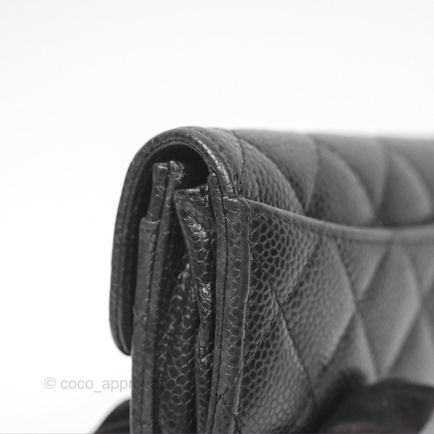 Chanel Classic Quilted Flap Card Holder Black Caviar Silver Hardware