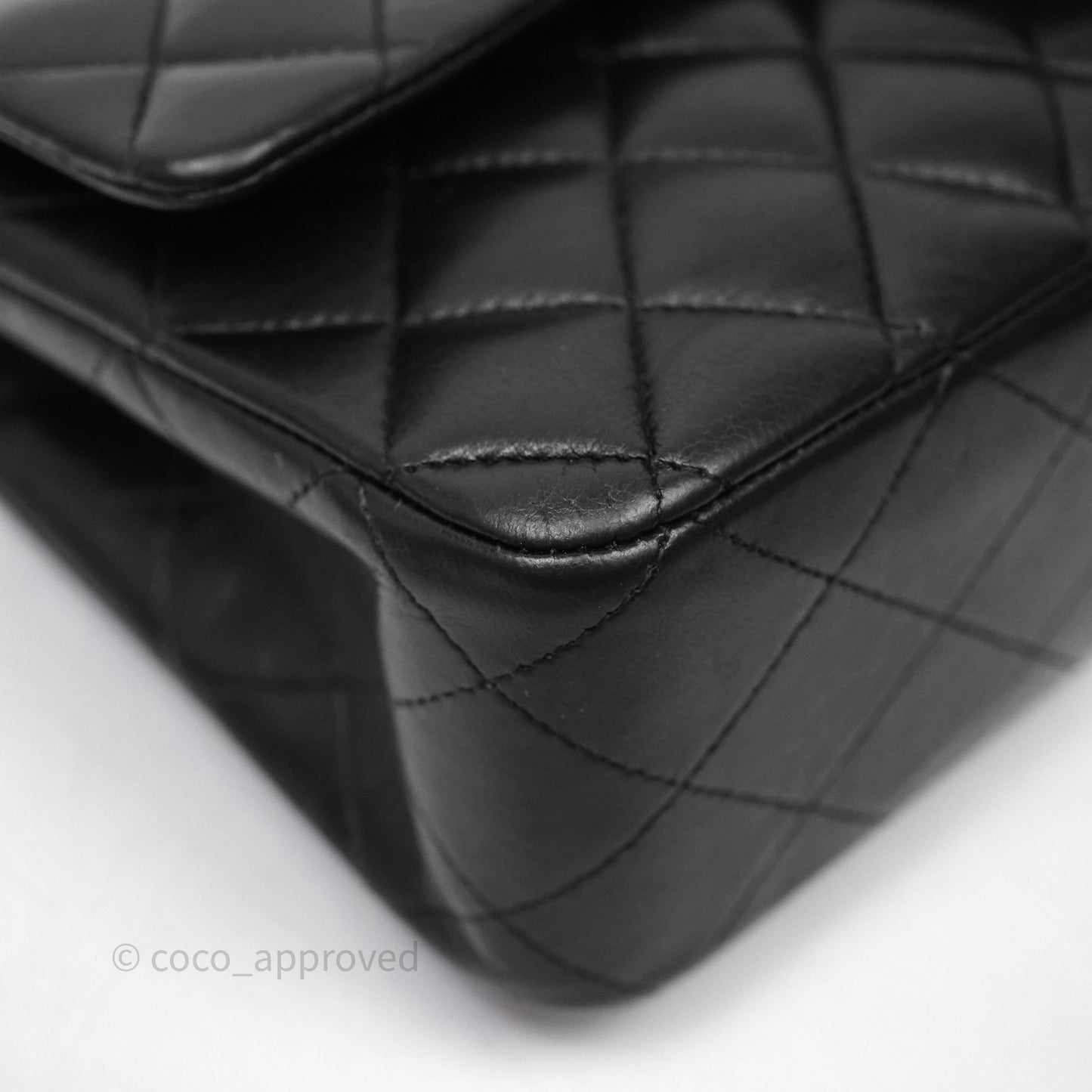 Chanel Vintage Classic M/L Medium Double Flap Black Lambskin 24K Gold Hardware