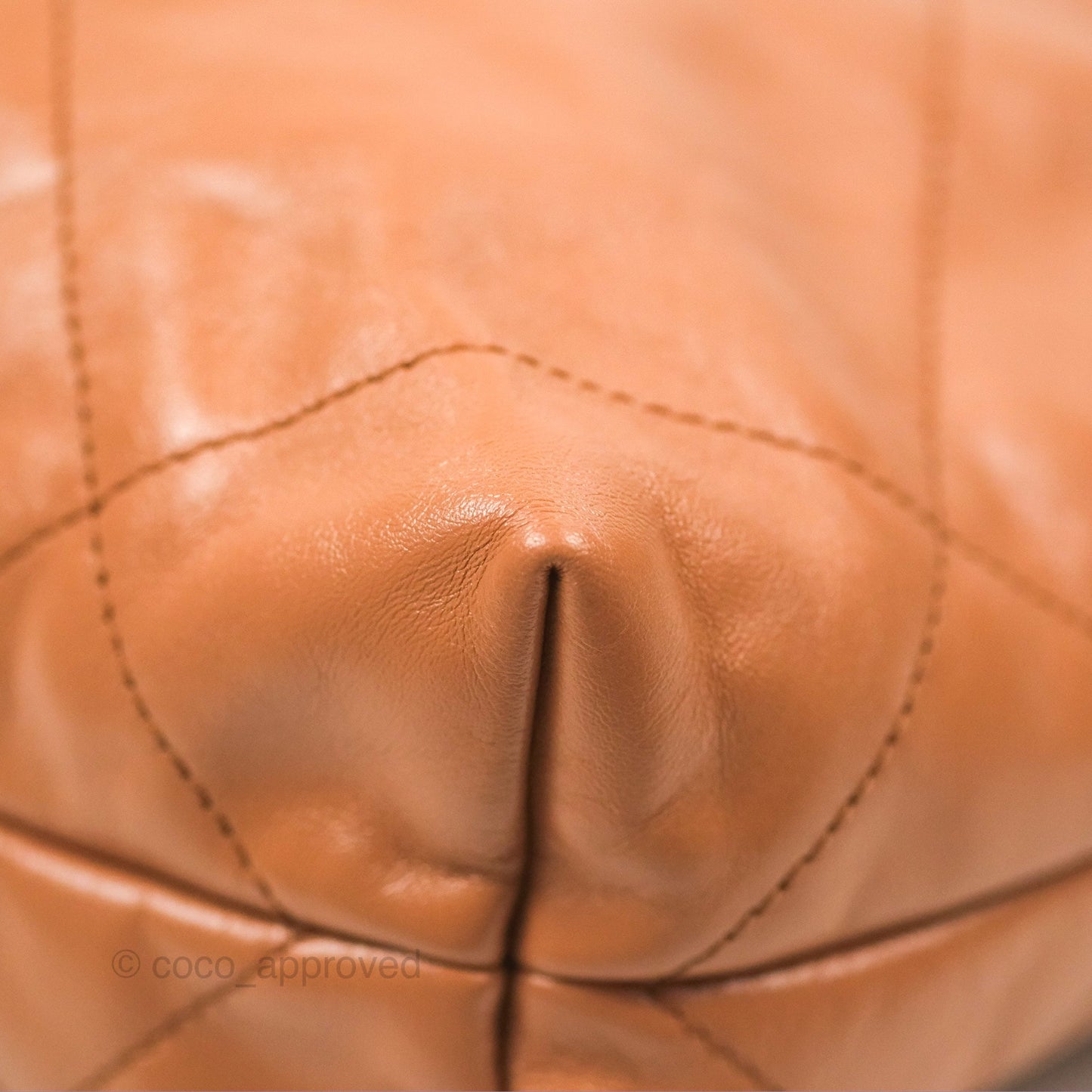 Chanel 22 Small Caramel Beige Shiny Calfskin Aged Gold Hardware