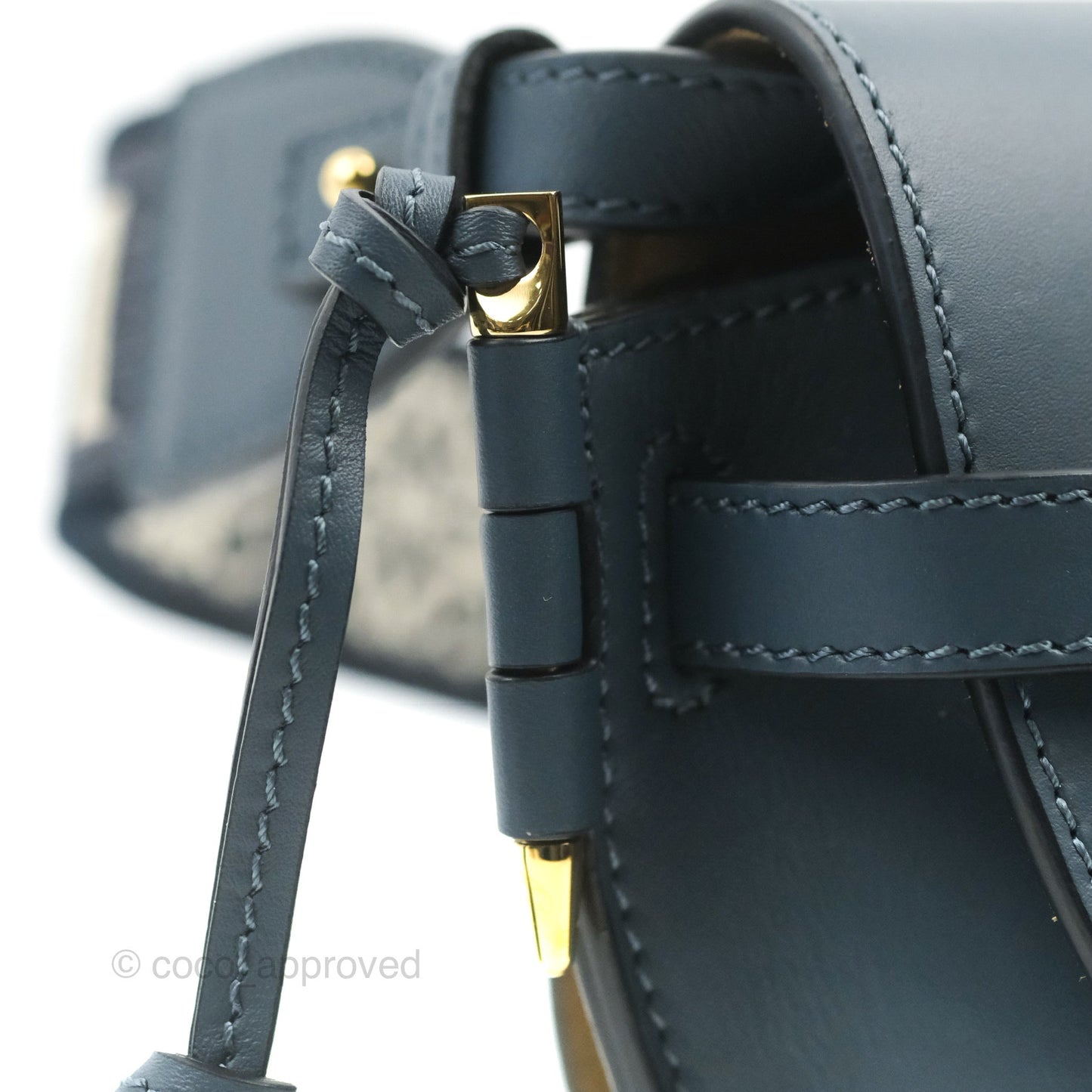 Loewe Mini Gate Dual bag Onyx Blue Soft Calfskin Jacquard Strap