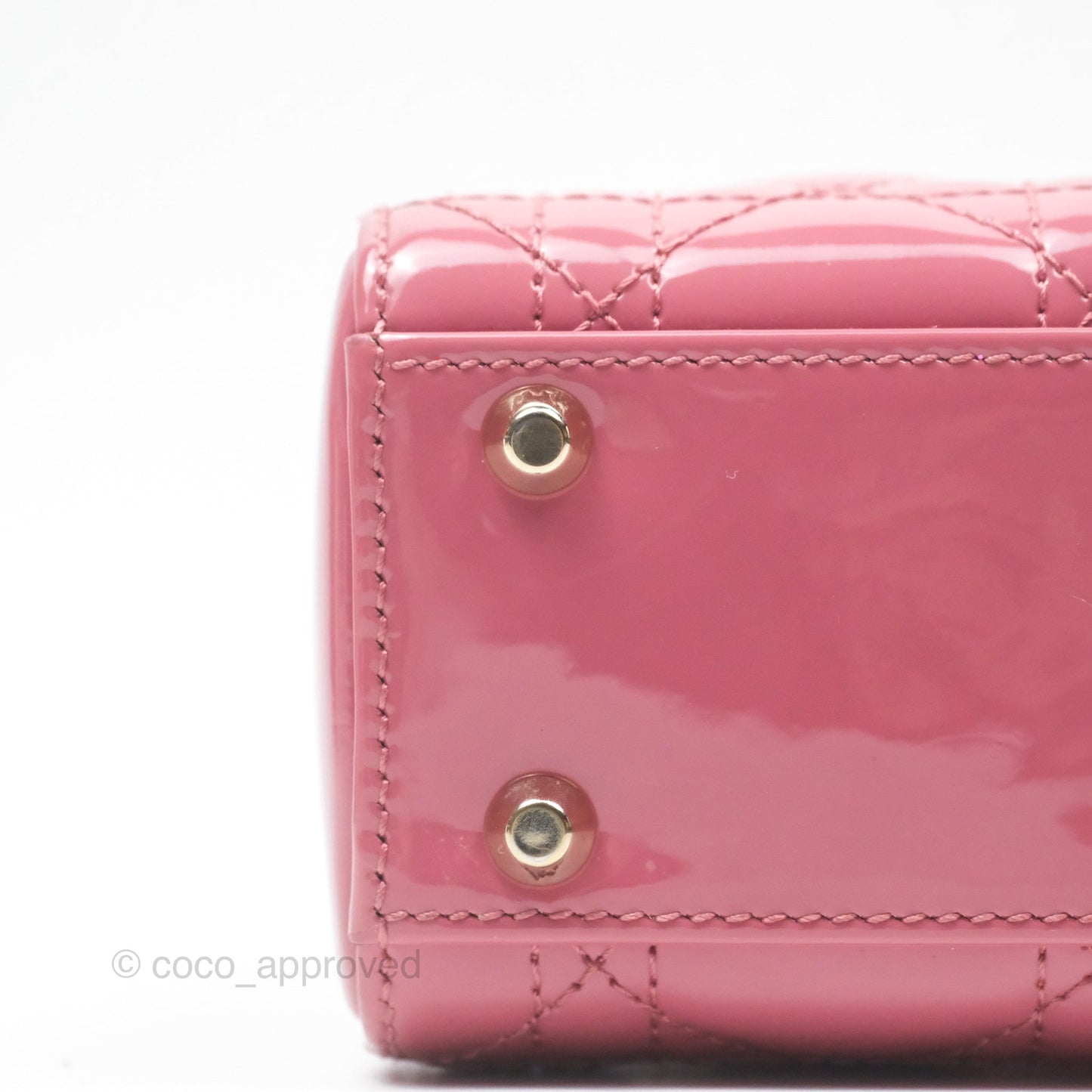 Christian Dior Mini Lady Dior Dusty Pink Patent Gold Hardware