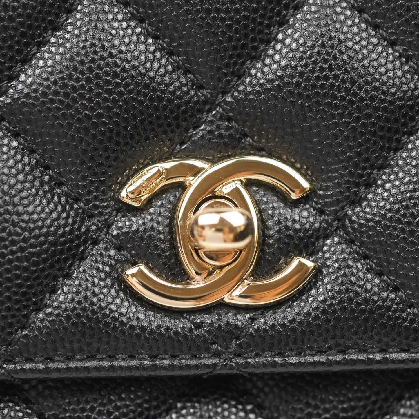 Chanel Small Coco Handle Quilted Black Caviar Gold Hardware