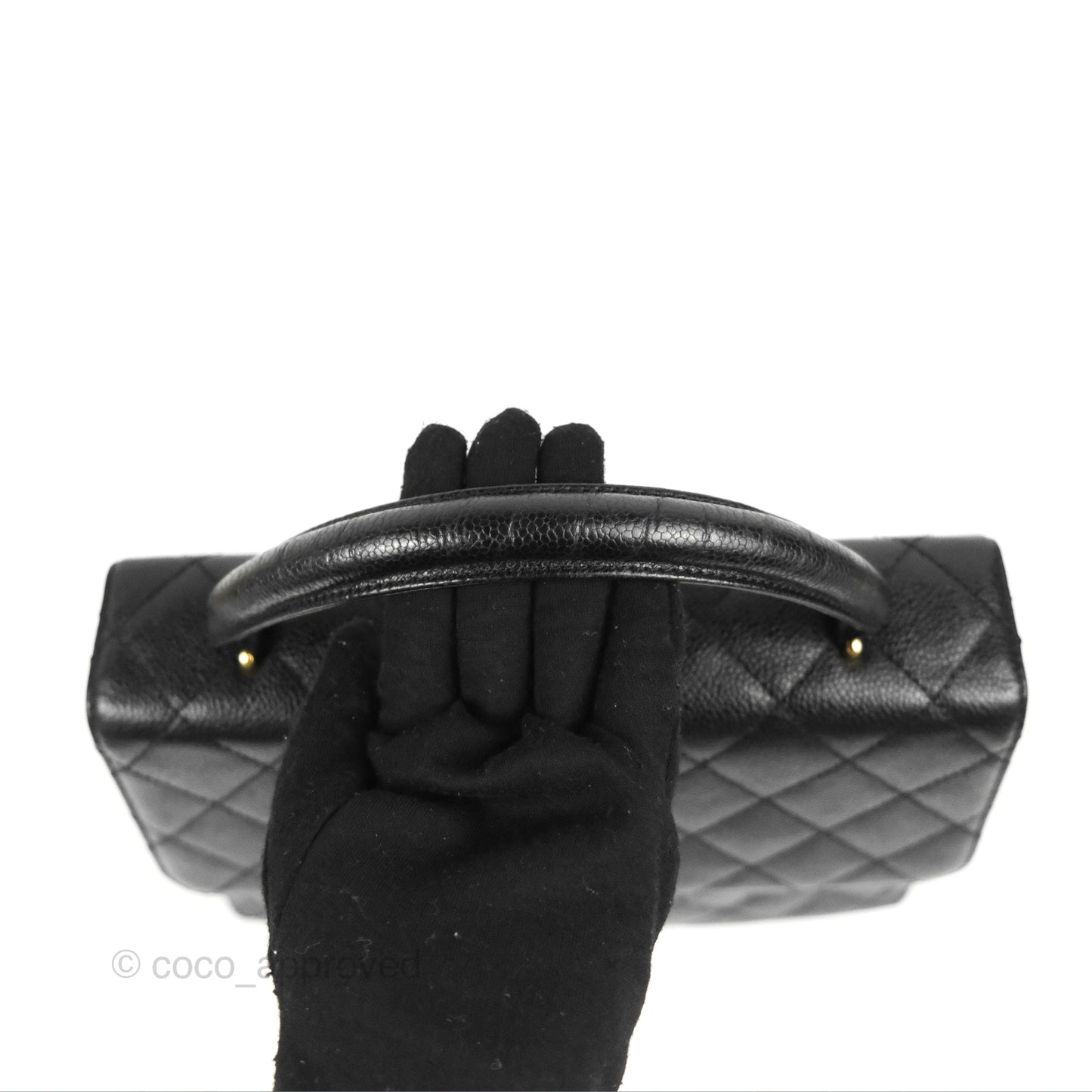 Chanel Vintage Kelly Quilted Flap Black Caviar 24K Gold Hardware