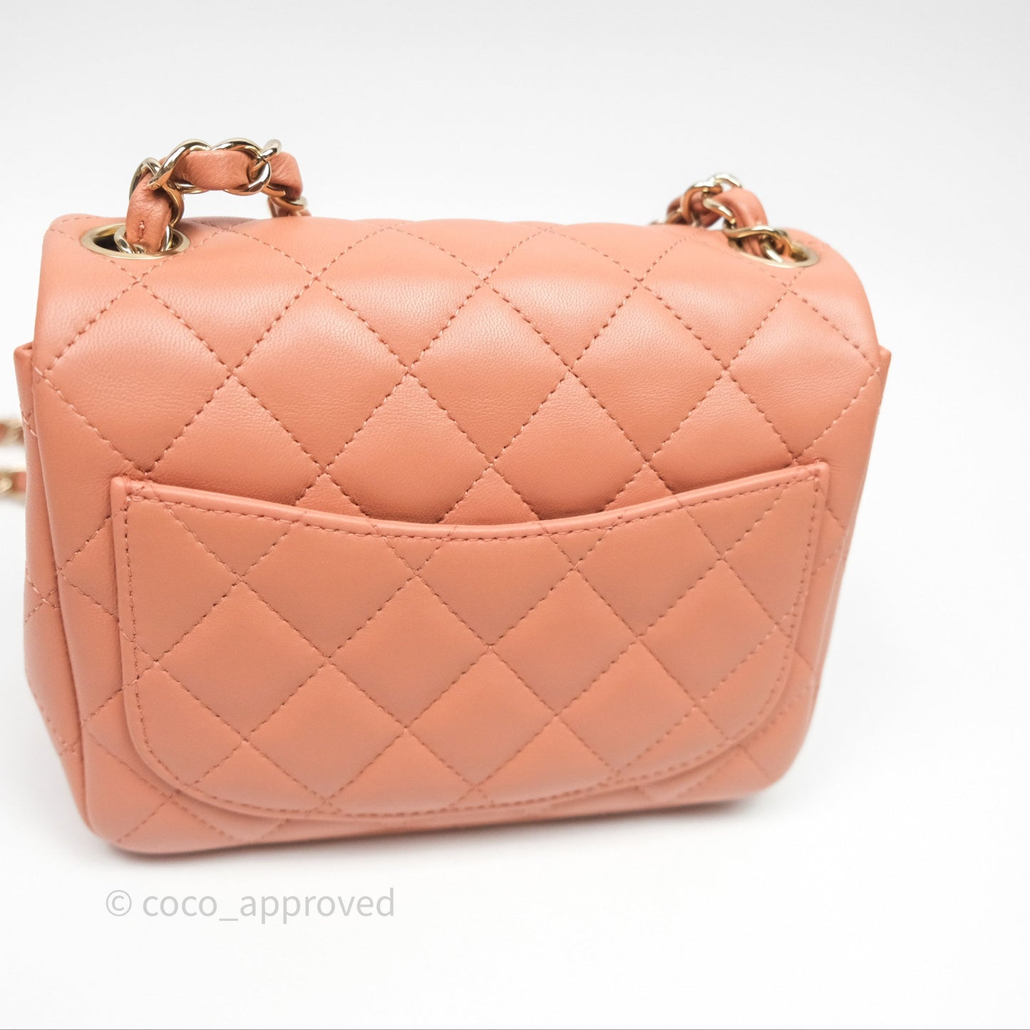 Chanel Mini Square Flap Quilted Dark Beige Lambskin Gold Hardware