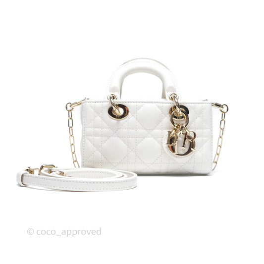 Christian Dior Micro Lady D-Joy Bag Latte Lambskin Cannage Gold Hardware