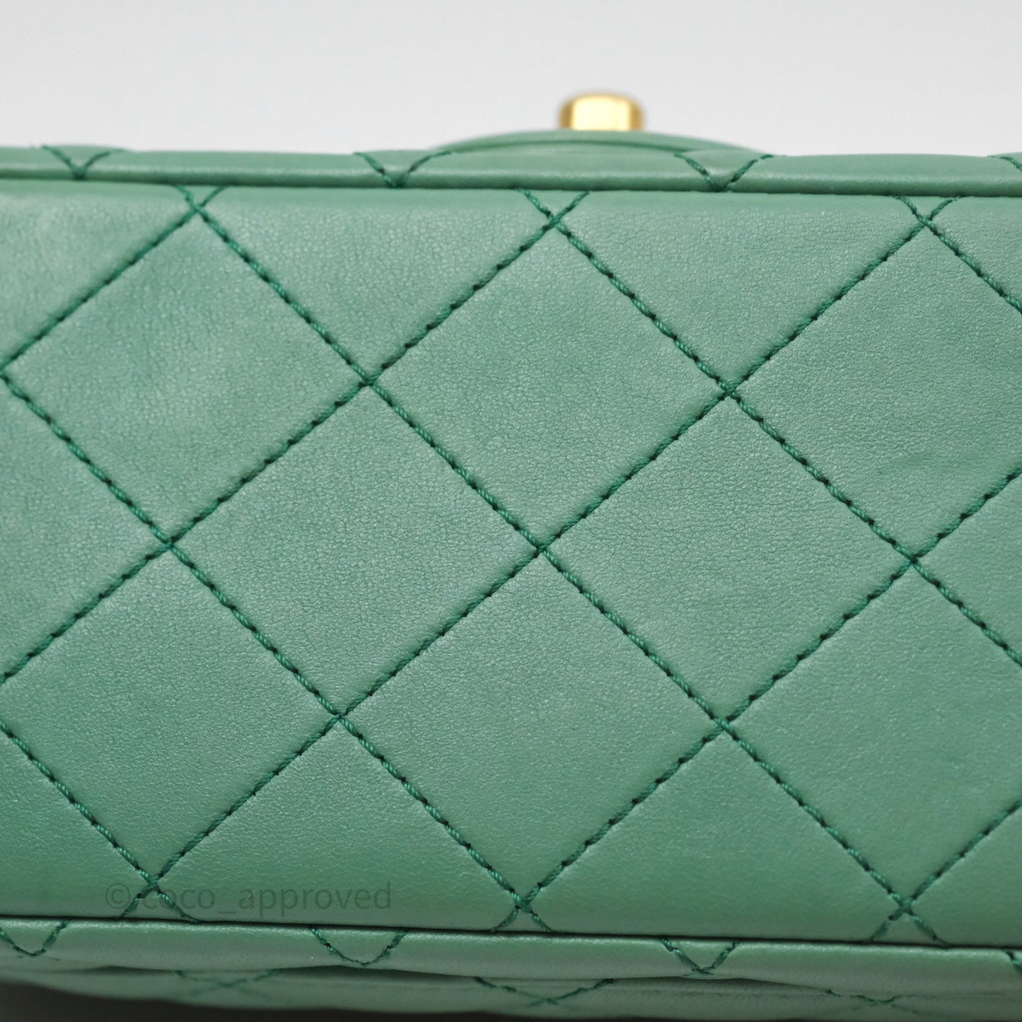 Chanel Pearl Crush Mini Square Quilted Green Lambskin Aged Gold Hardware