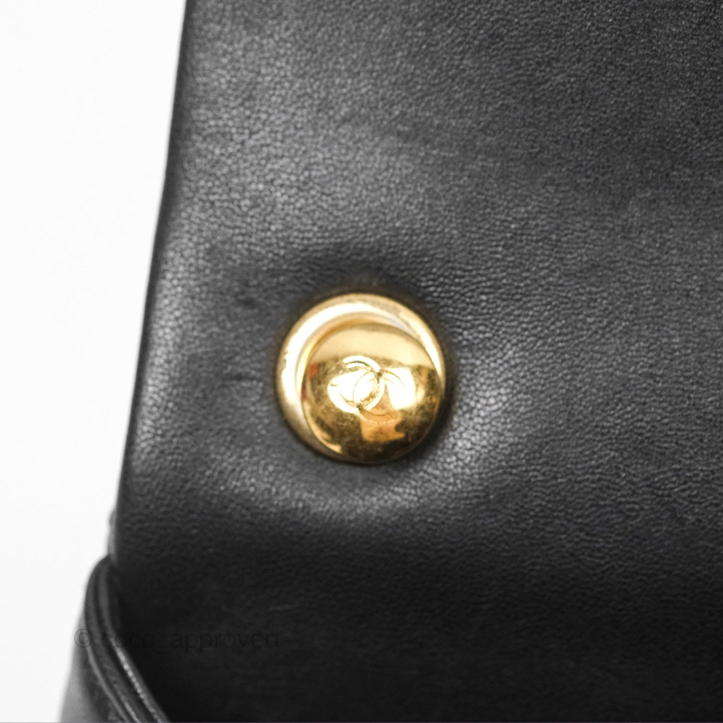Chanel Mini Top Handle Flap Black Lambskin Aged Gold Hardware