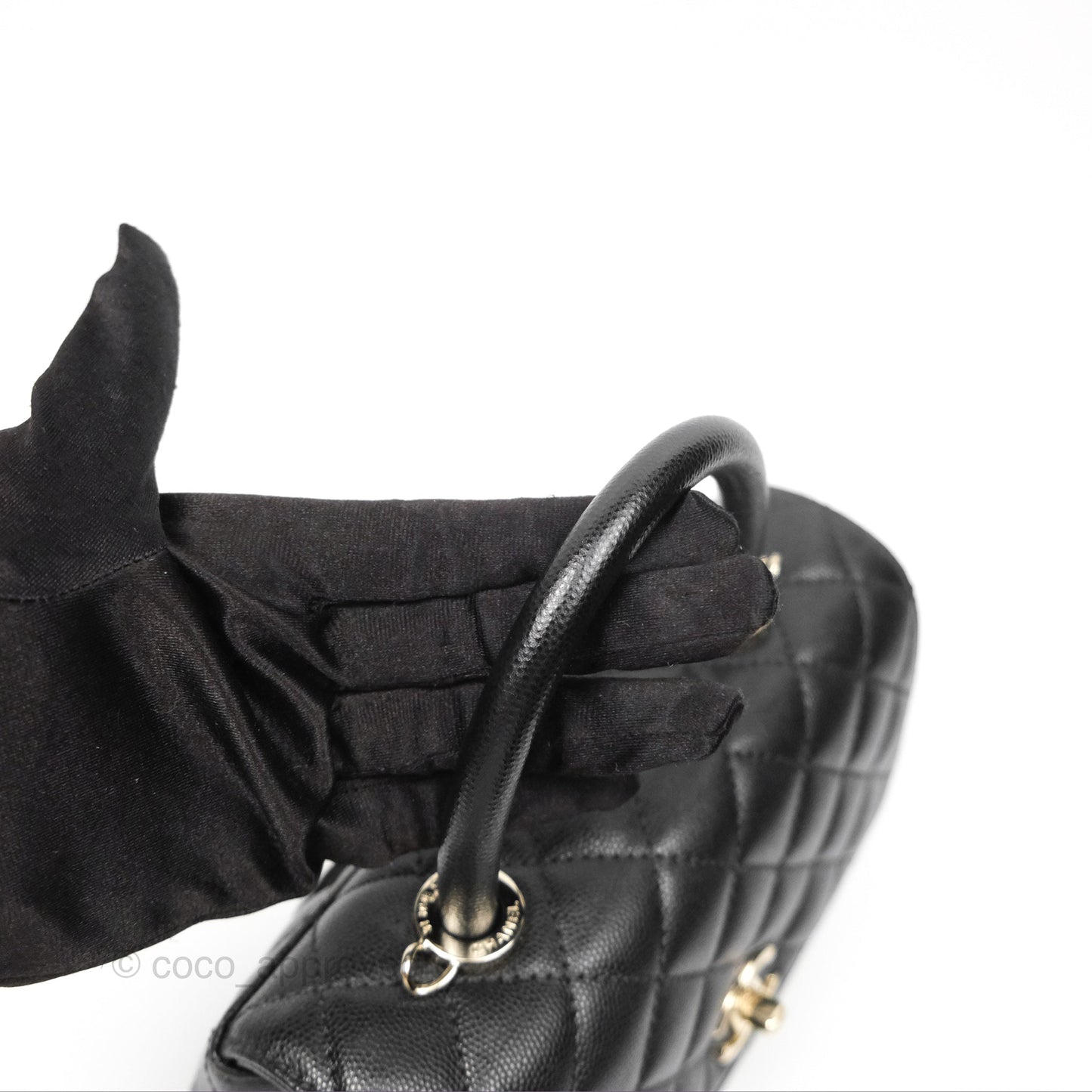 Chanel Small Coco Handle Quilted Black Caviar Gold Hardware