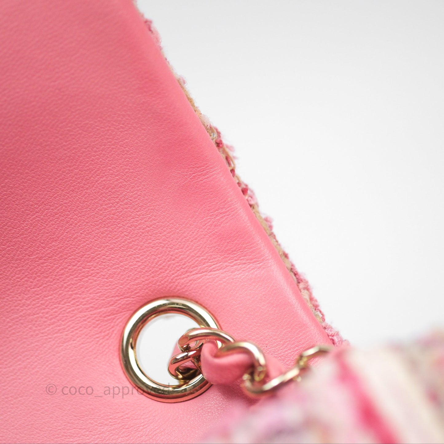 Chanel Mini Rectangular Flap Pink Tweed Braid Gold Hardware
