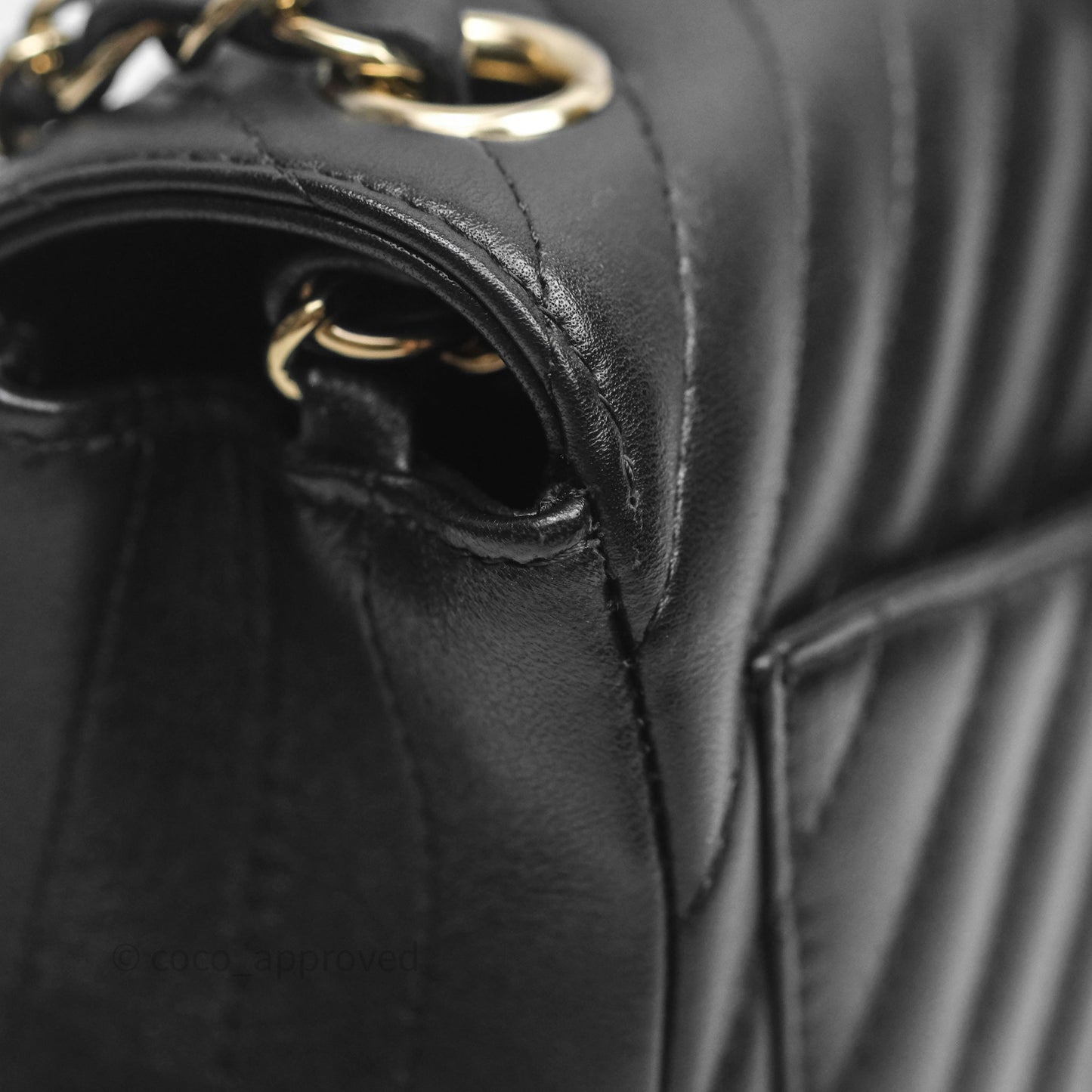 Chanel Mini Square Black Chevron Lambskin Gold Hardware